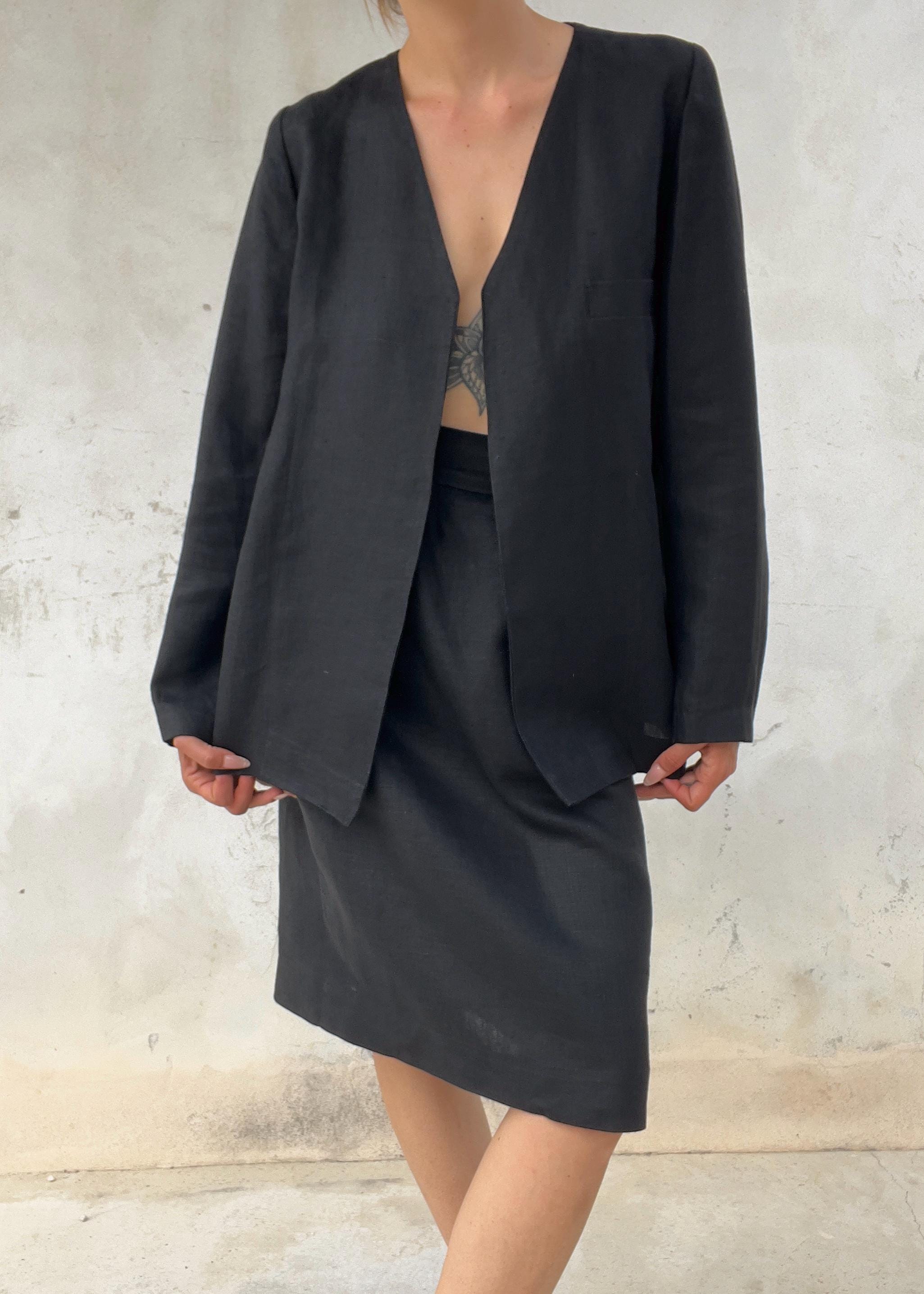 Completo Sartoriale Vintage in Lino Nero