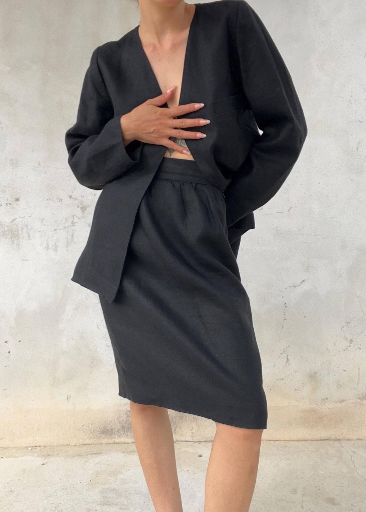 Completo Sartoriale Vintage in Lino Nero