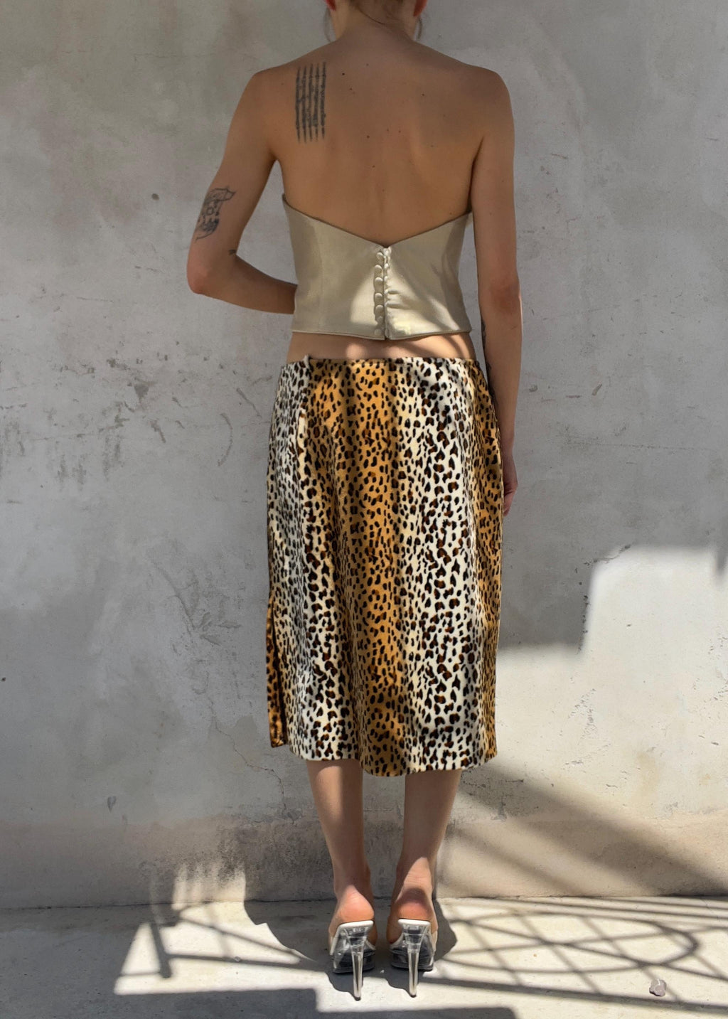 Gonna Midi Vintage Leopardata Effetto Pelliccia