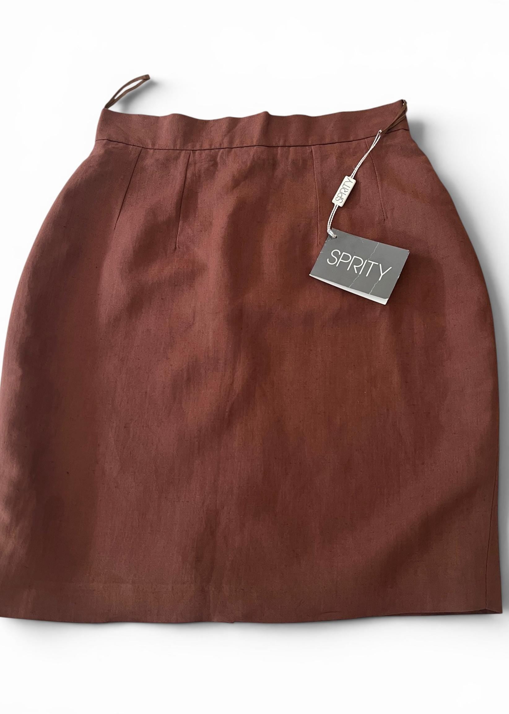 Gonna Vintage Anni 90 Marrone in Misto Lino