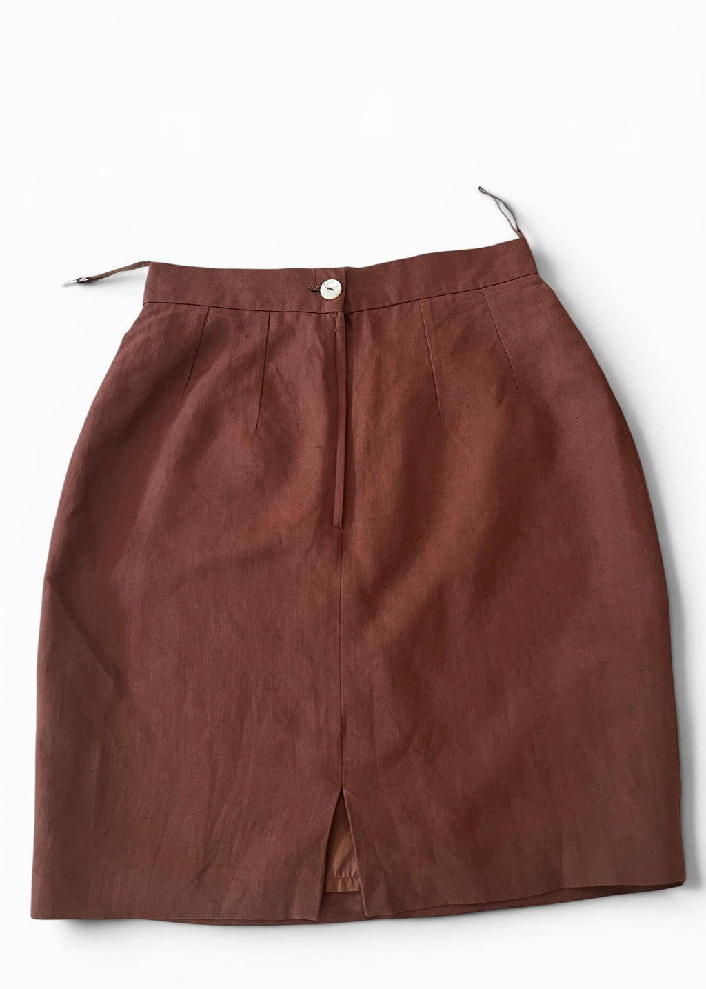 Gonna Vintage Anni 90 Marrone in Misto Lino
