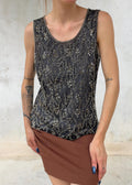 Top Vintage Anni 90 in Tulle Nero Ricamato