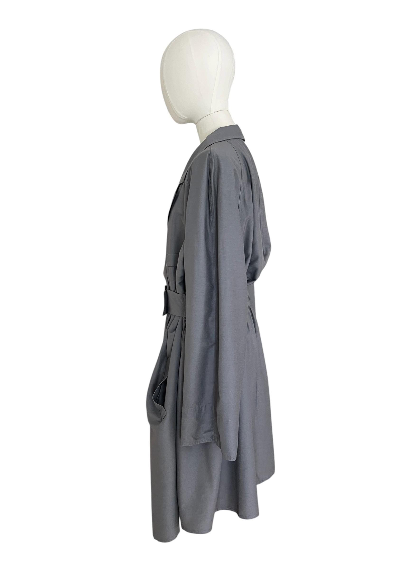Trench Vintage Grigio Oversize con Cintura