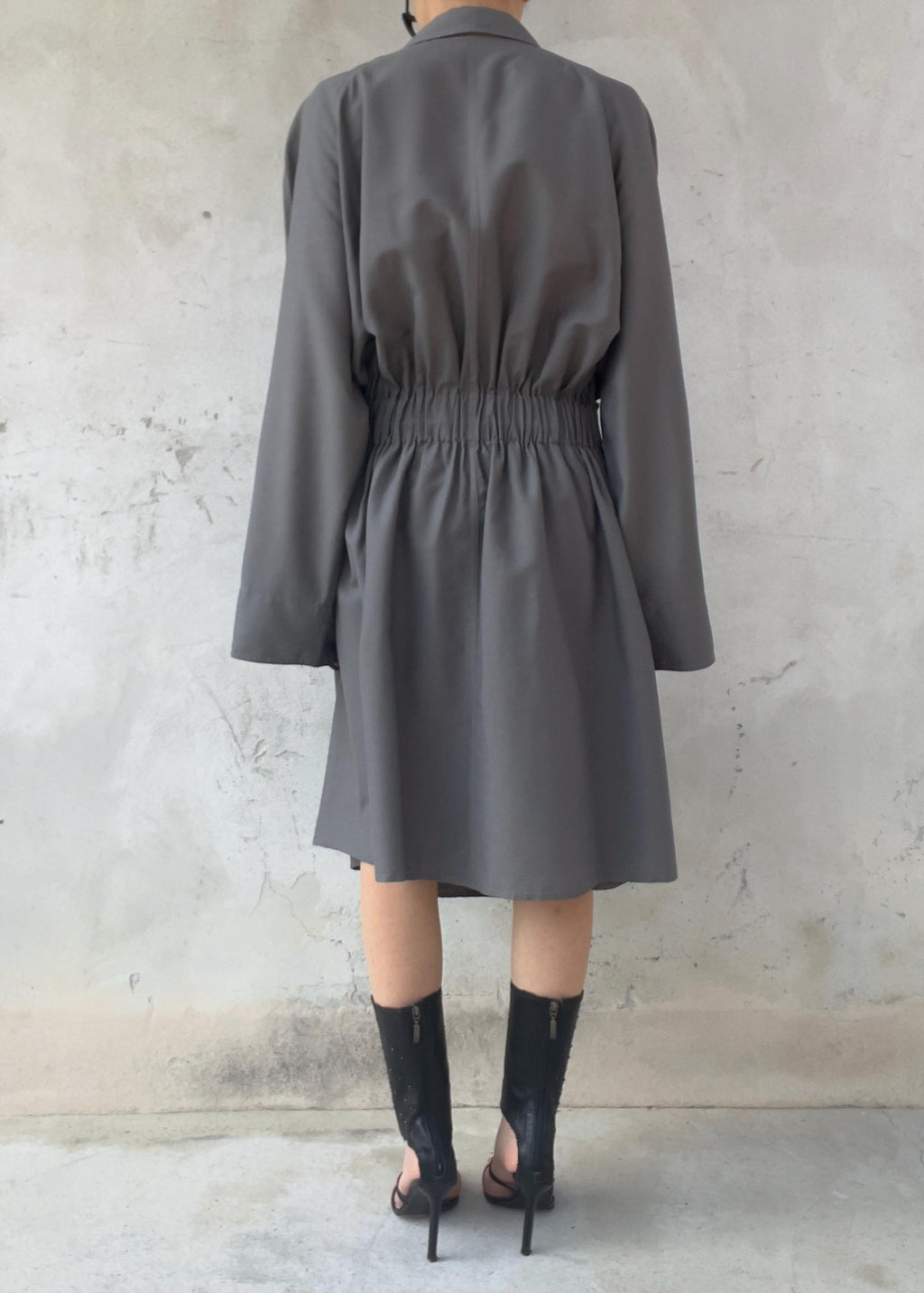 Trench Vintage Grigio Oversize con Cintura
