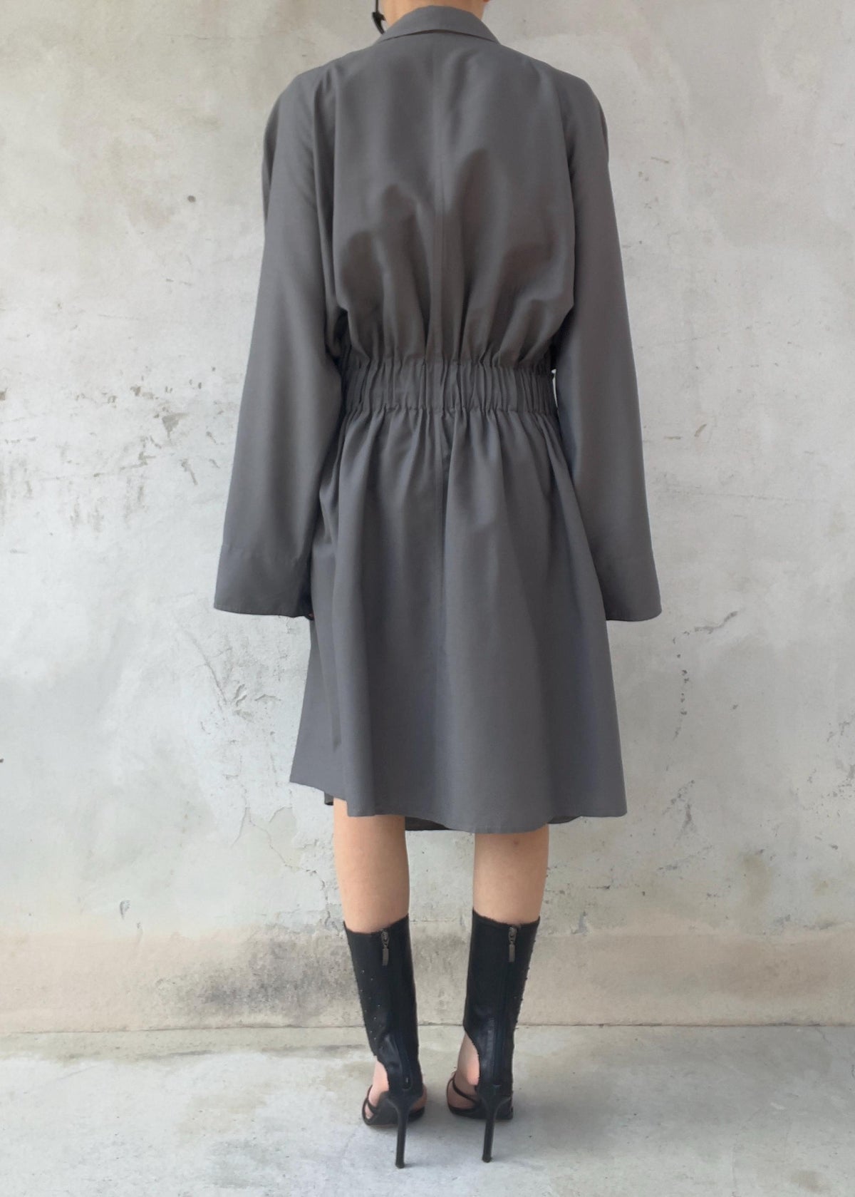 Trench Vintage Grigio Oversize con Cintura