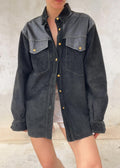 Overshirt Vintage in Vera Pelle Nera