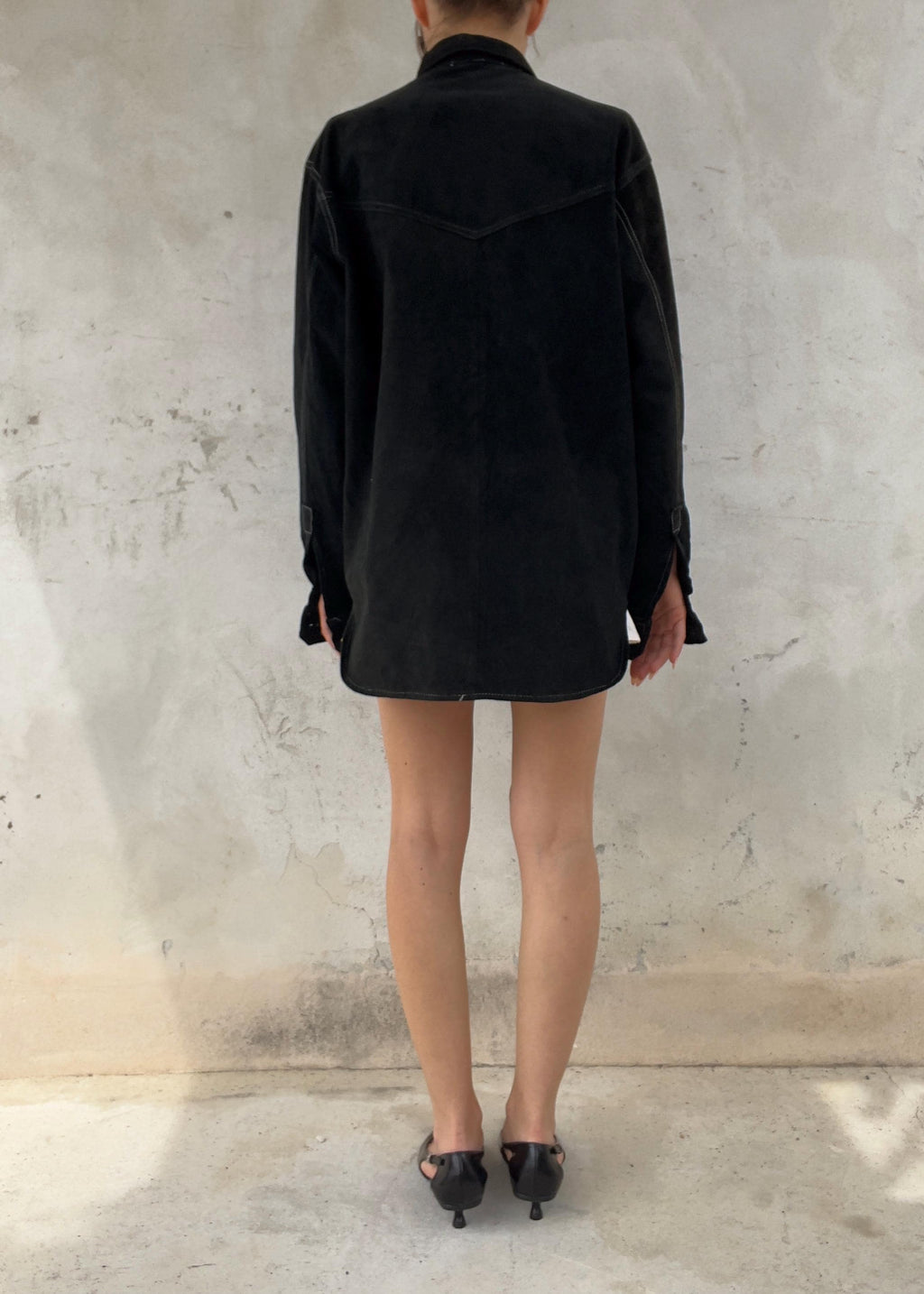 Overshirt Vintage in Vera Pelle Nera