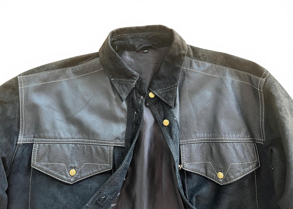 Overshirt Vintage in Vera Pelle Nera