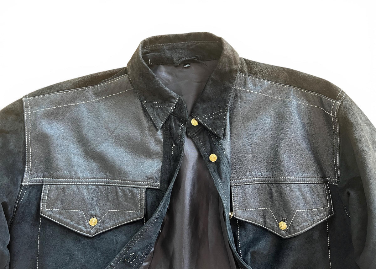 Overshirt Vintage in Vera Pelle Nera