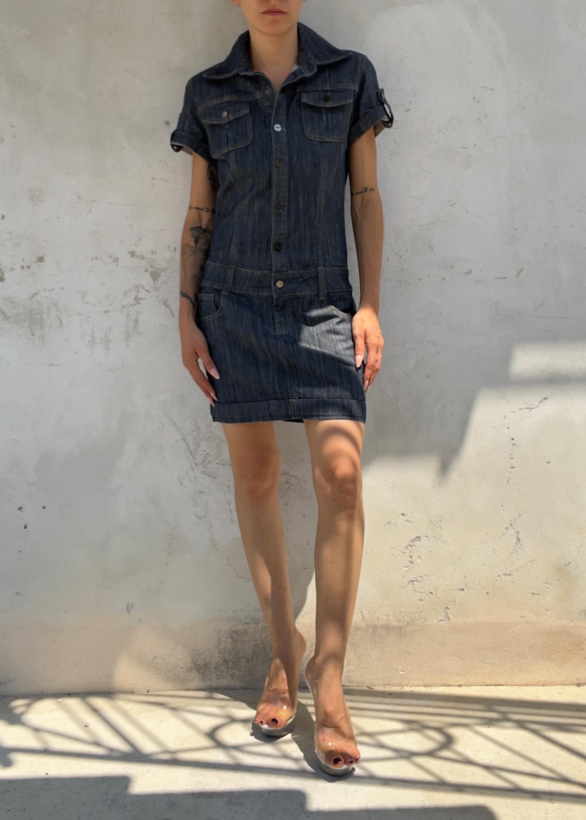 Abito Mini Vintage Y2K in Denim Blu