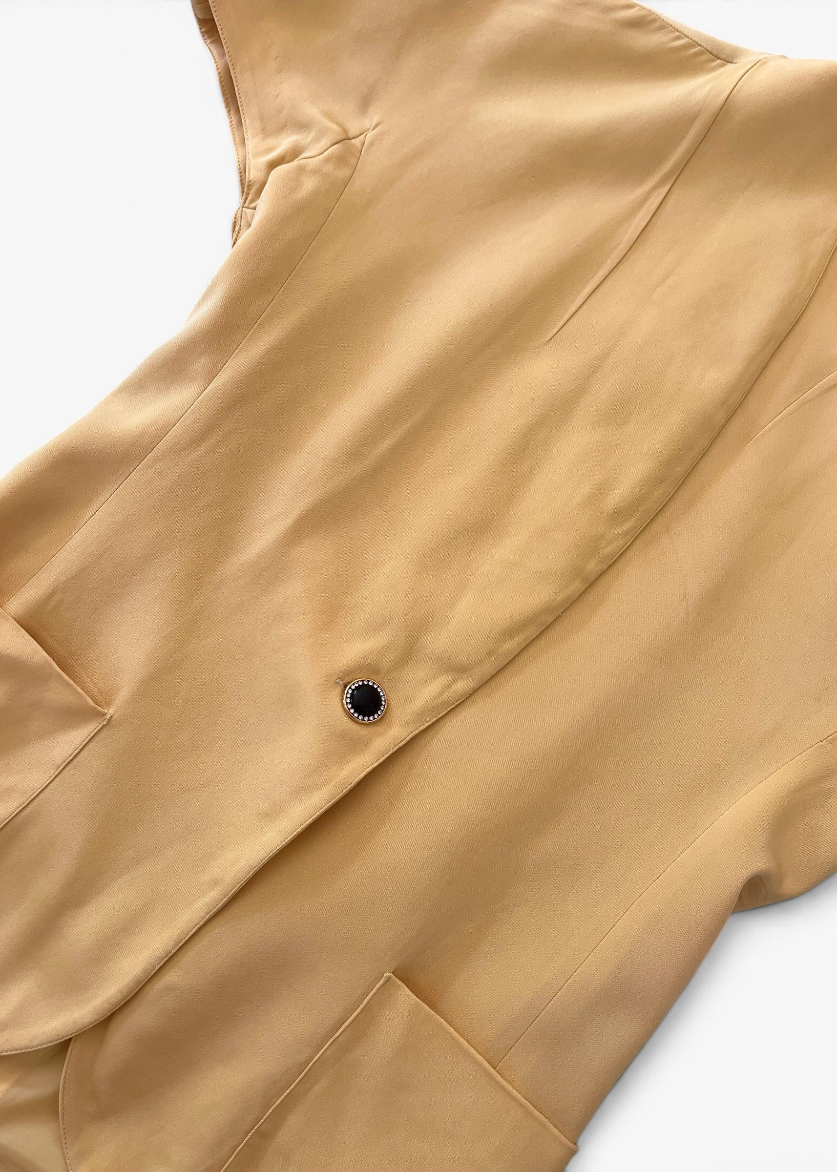 Giacca Vintage 100% Seta Giallo Made in Italy