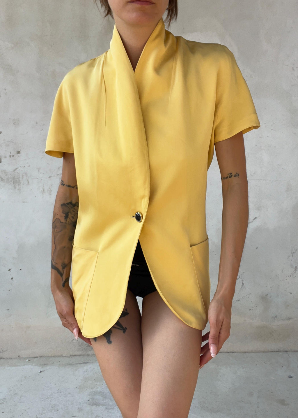 Giacca Vintage 100% Seta Giallo Made in Italy