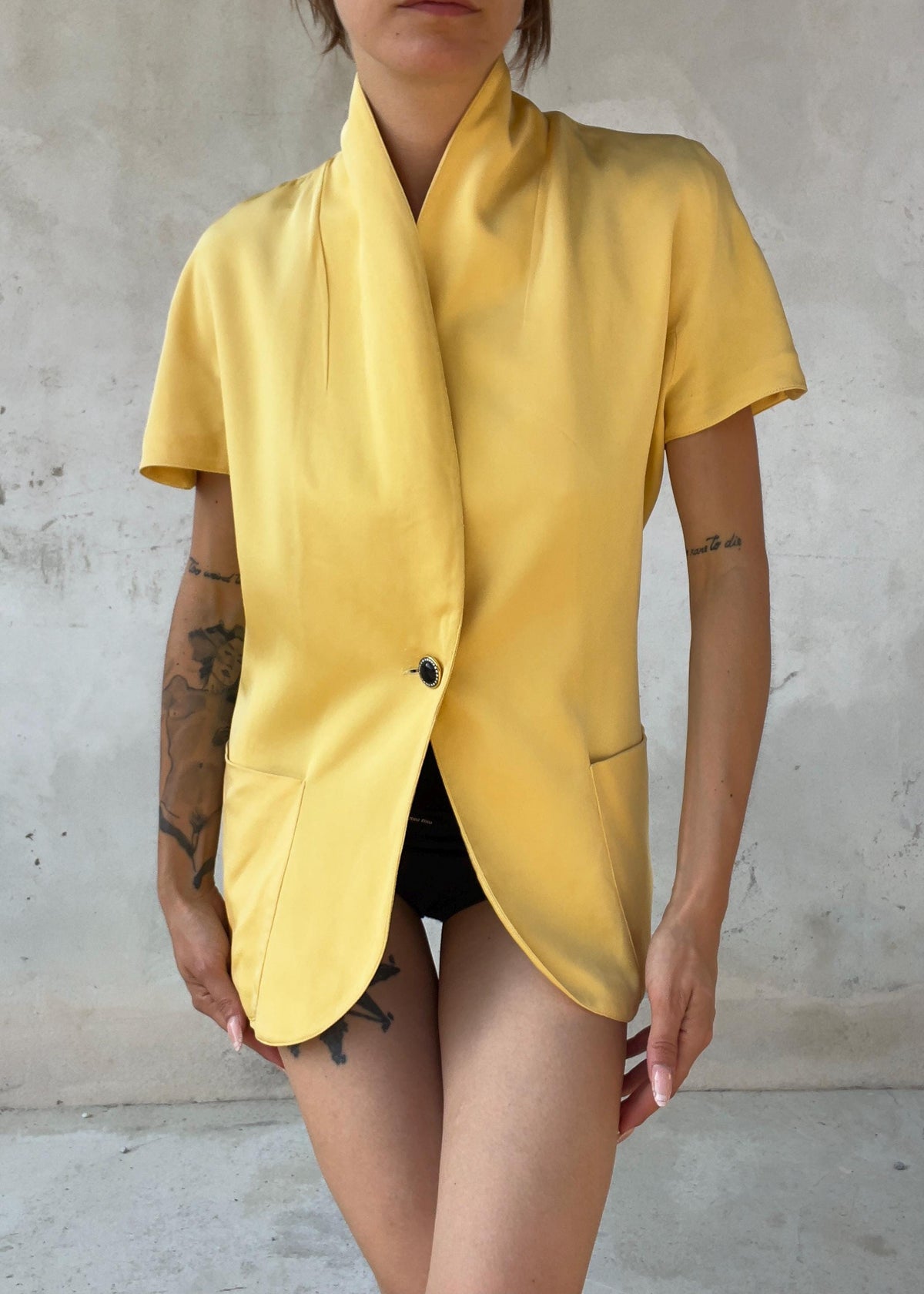 Giacca Vintage 100% Seta Giallo Made in Italy