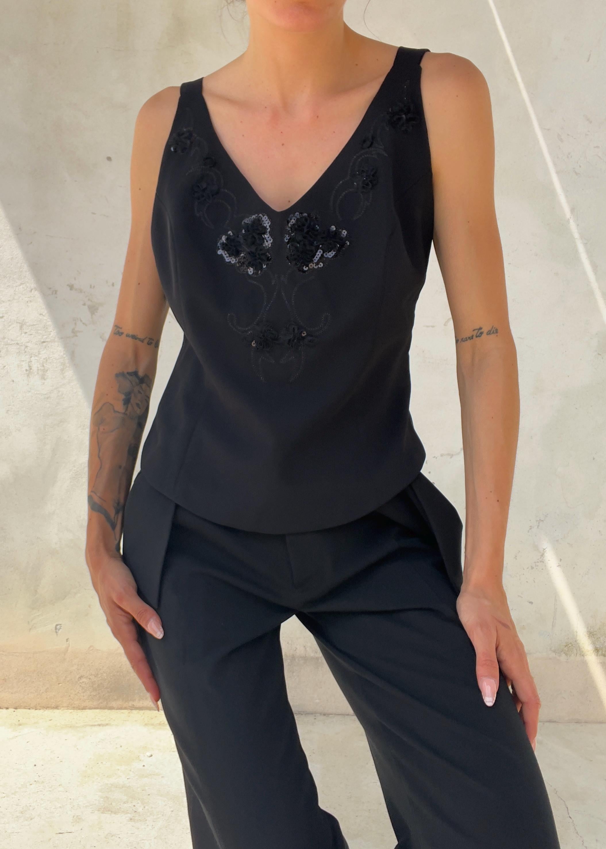 Bustier Vintage Y2K Nero Ricamato