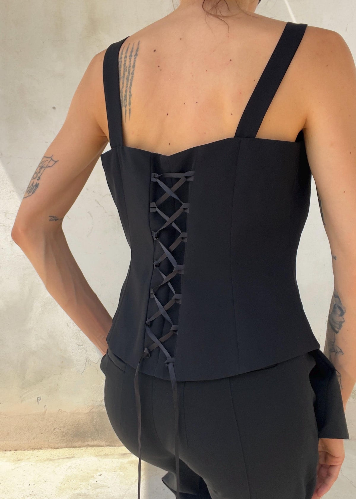 Bustier Vintage Y2K Nero Ricamato