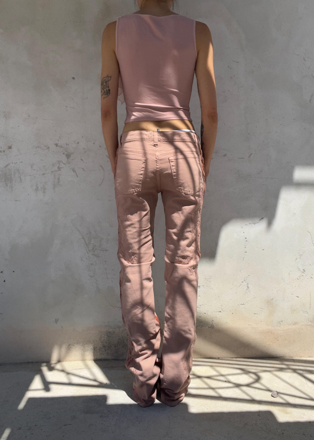 Top Vintage Y2K Rosa Cipria con Rouches in Tulle