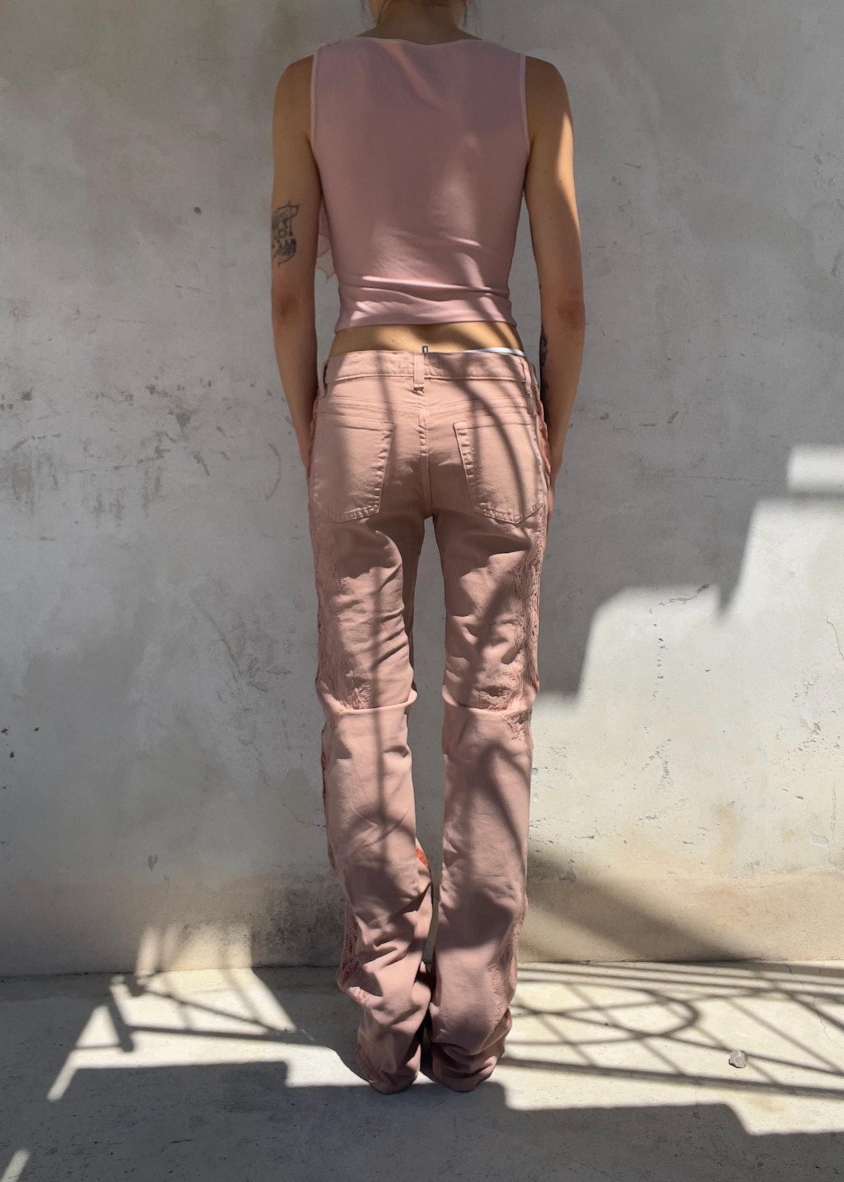 Top Vintage Y2K Rosa Cipria con Rouches in Tulle