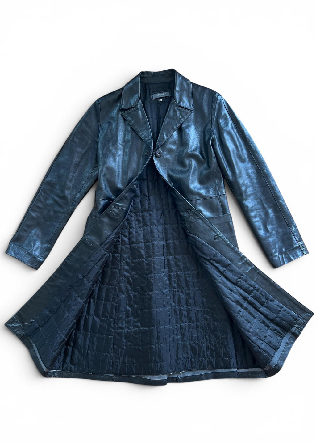 Trench Vintage Camomilla in Vera Pelle Nera