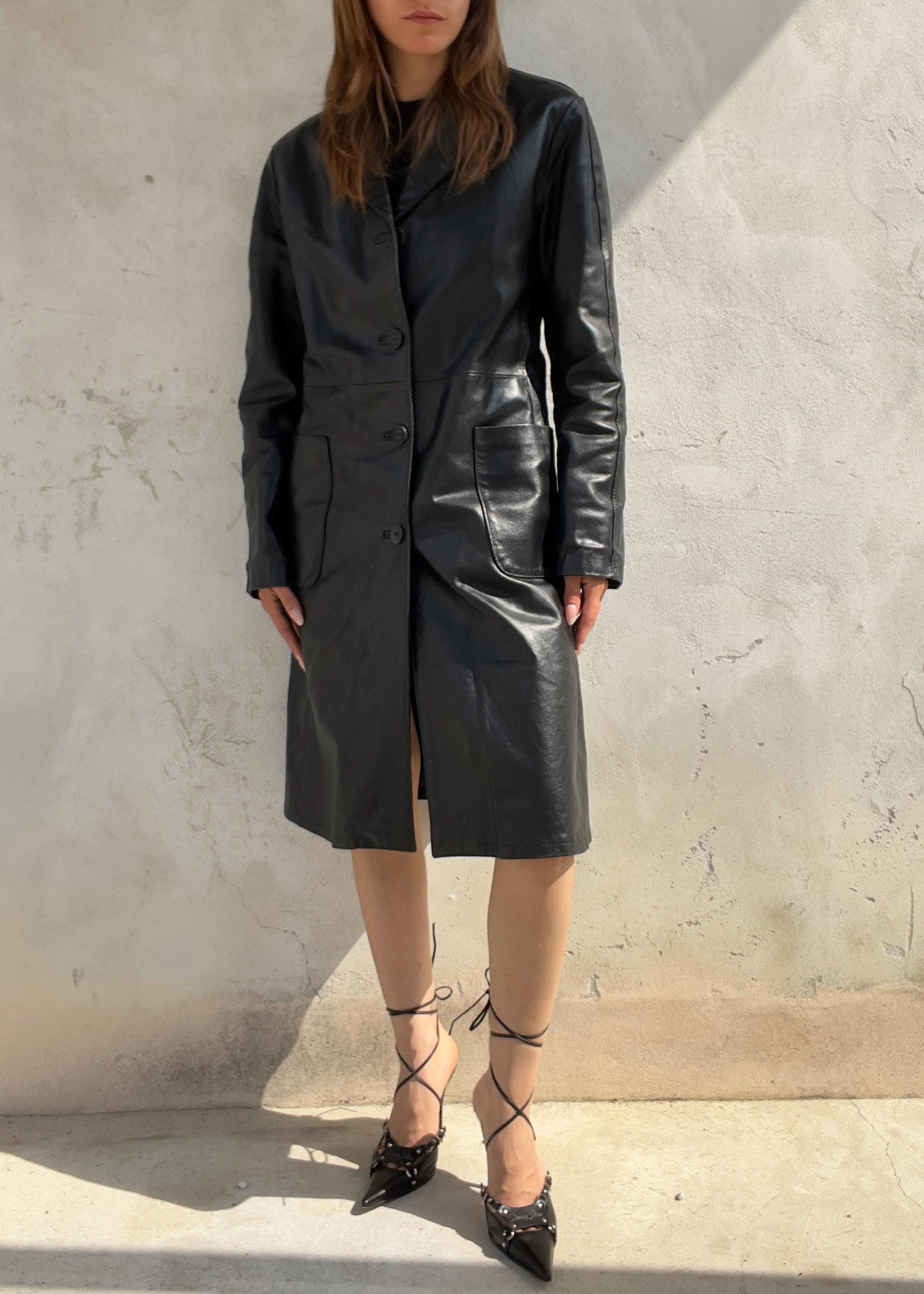 Trench Vintage Camomilla in Vera Pelle Nera