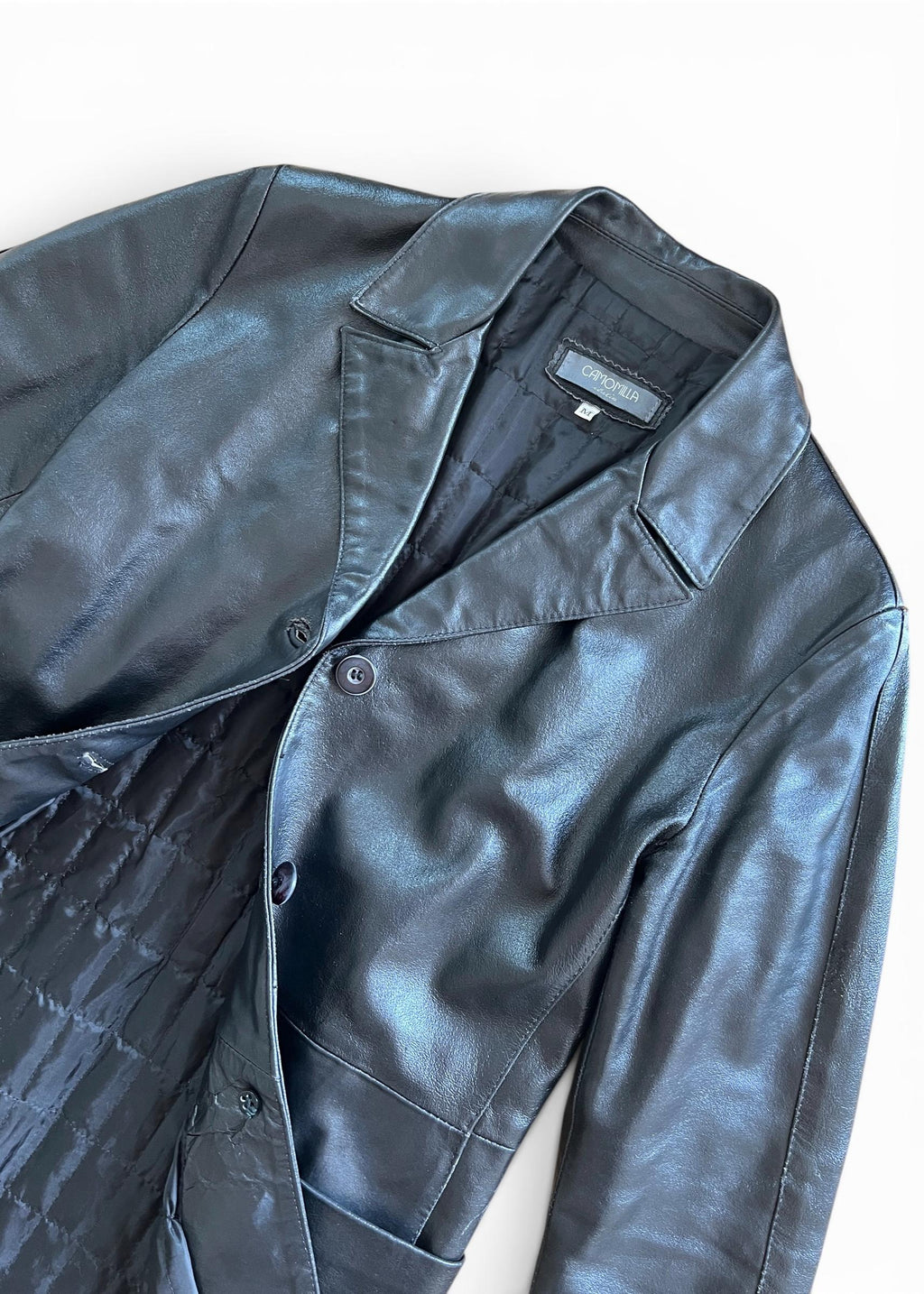 Trench Vintage Camomilla in Vera Pelle Nera