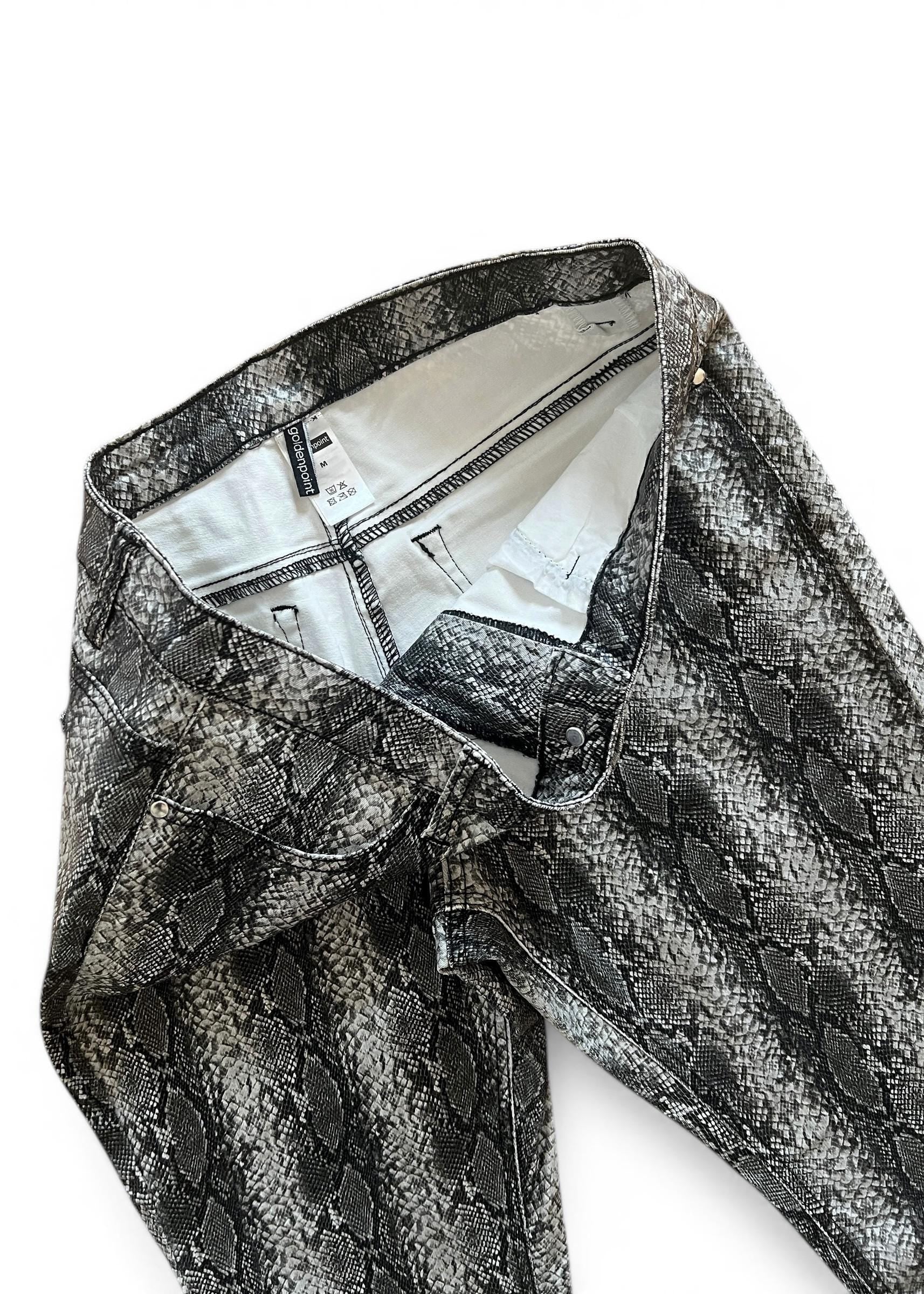 Pantaloni Vintage Y2K Effetto Pitone Grigio
