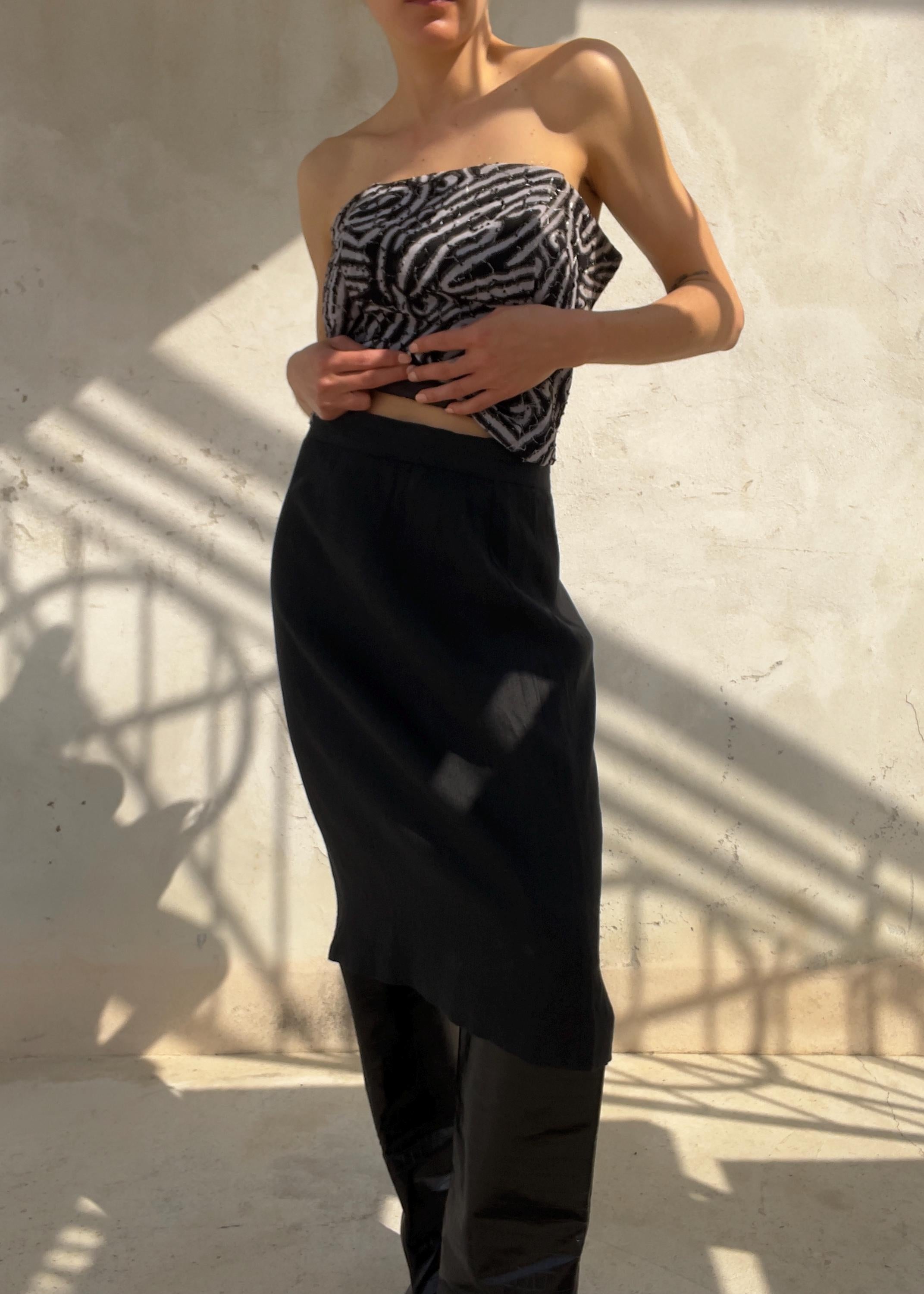 Gonna Vintage in Puro Lino Nero