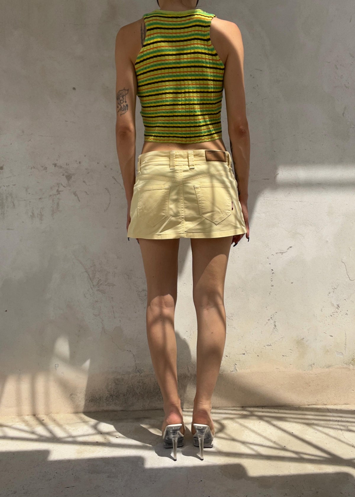 Minigonna Vintage Y2K Giallo Pallido