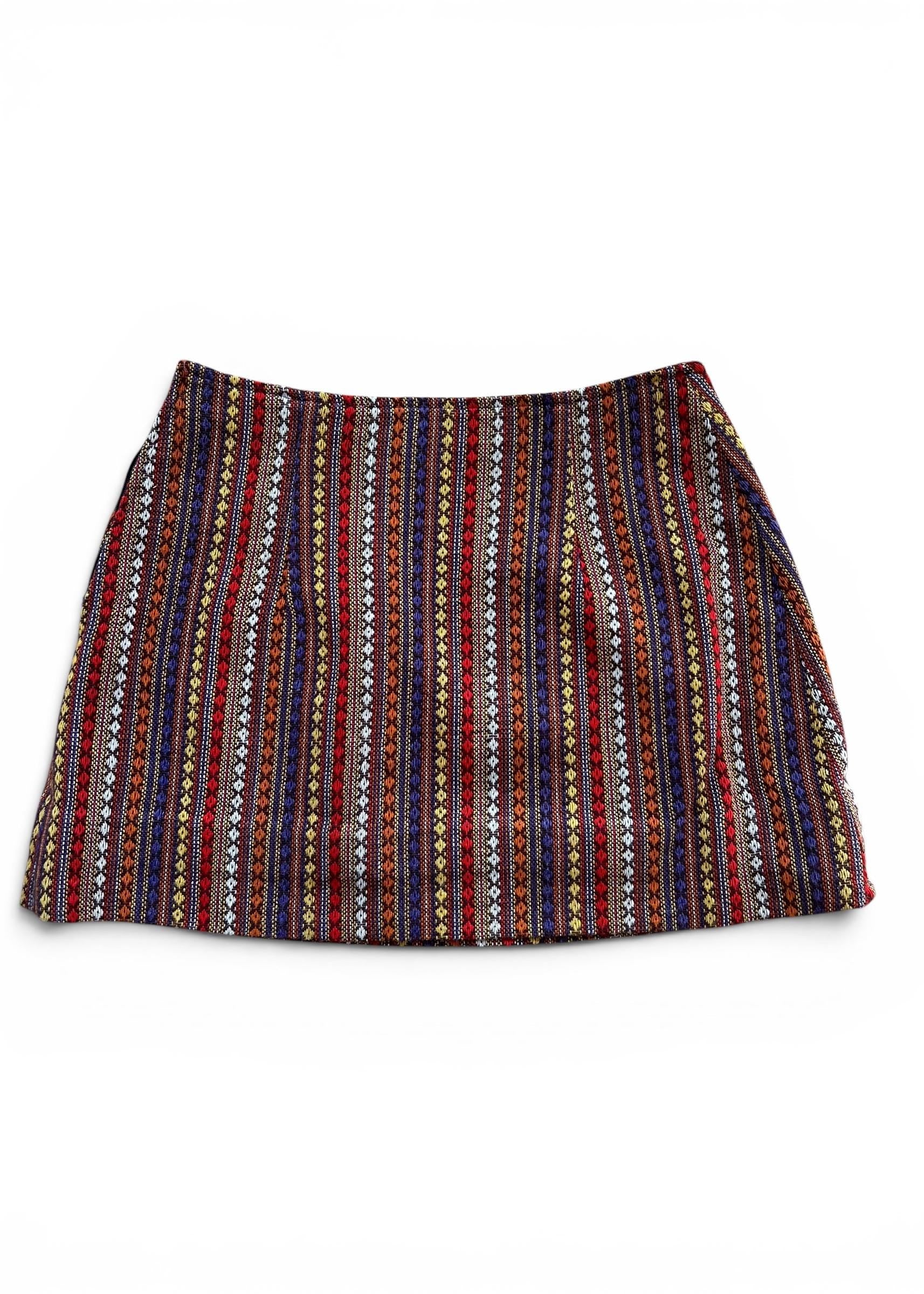 Minigonna Vintage 90s a Righe Multicolor