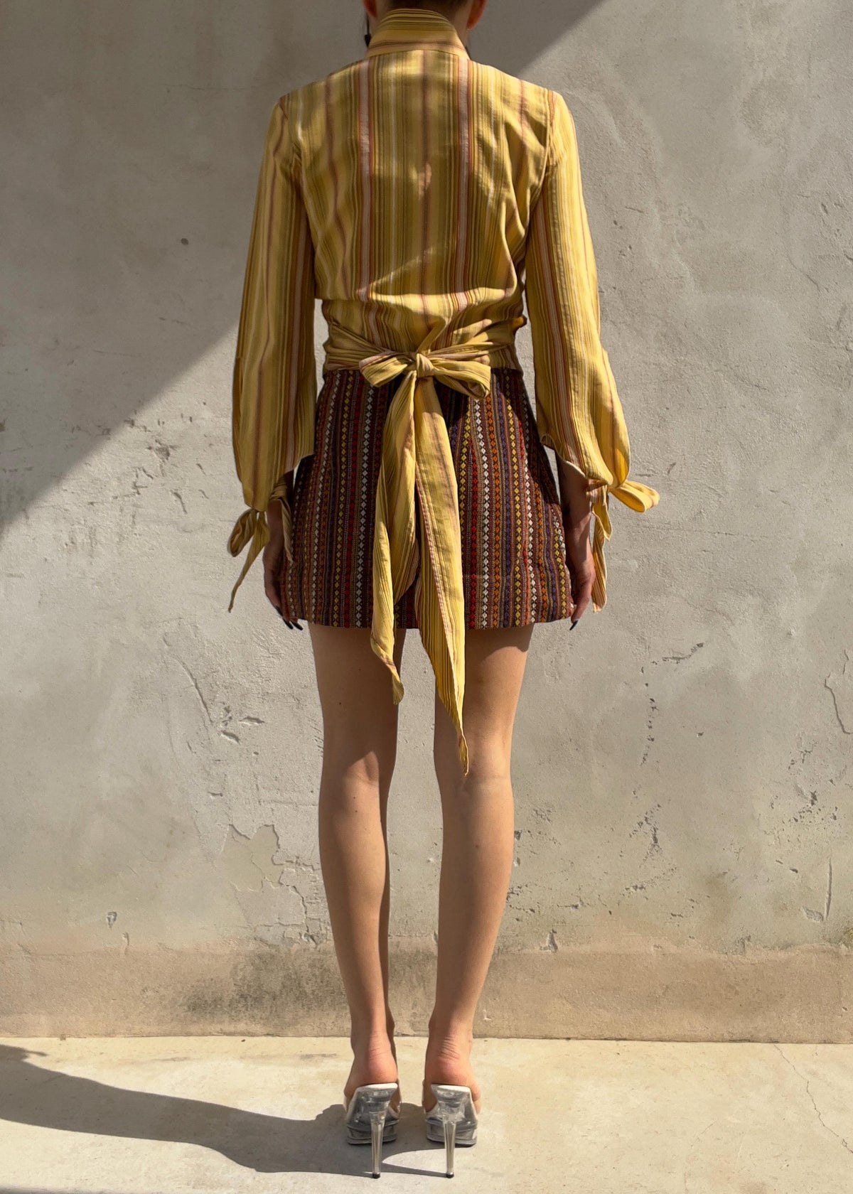 Minigonna Vintage 90s a Righe Multicolor