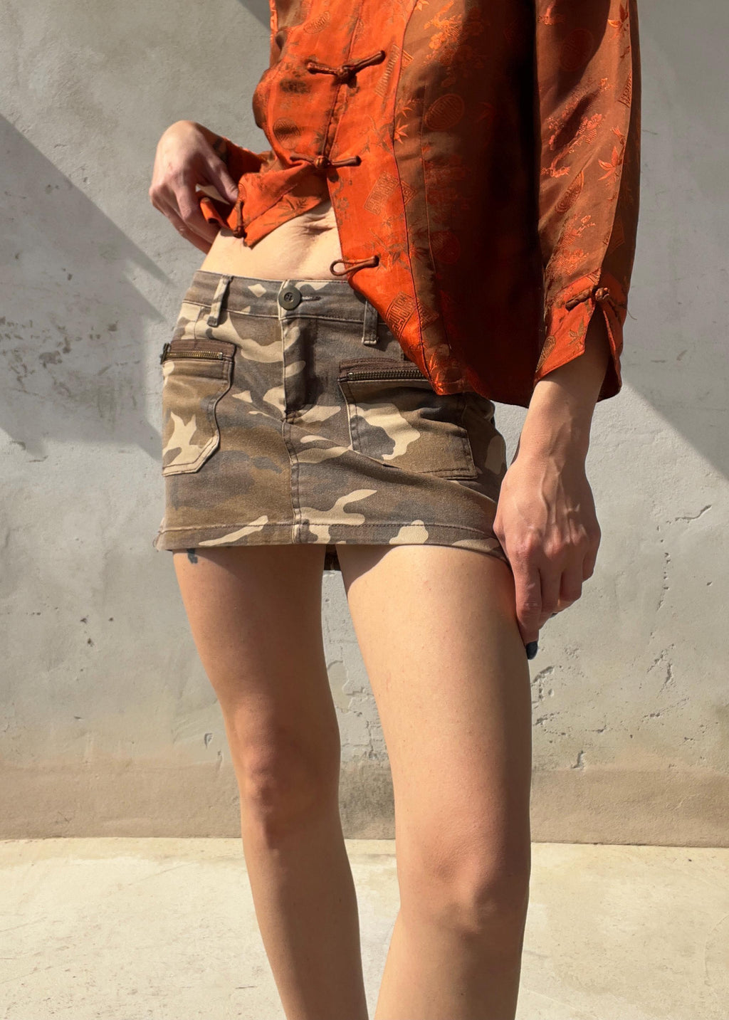 Minigonna Vintage Y2K Camouflage Low Rise