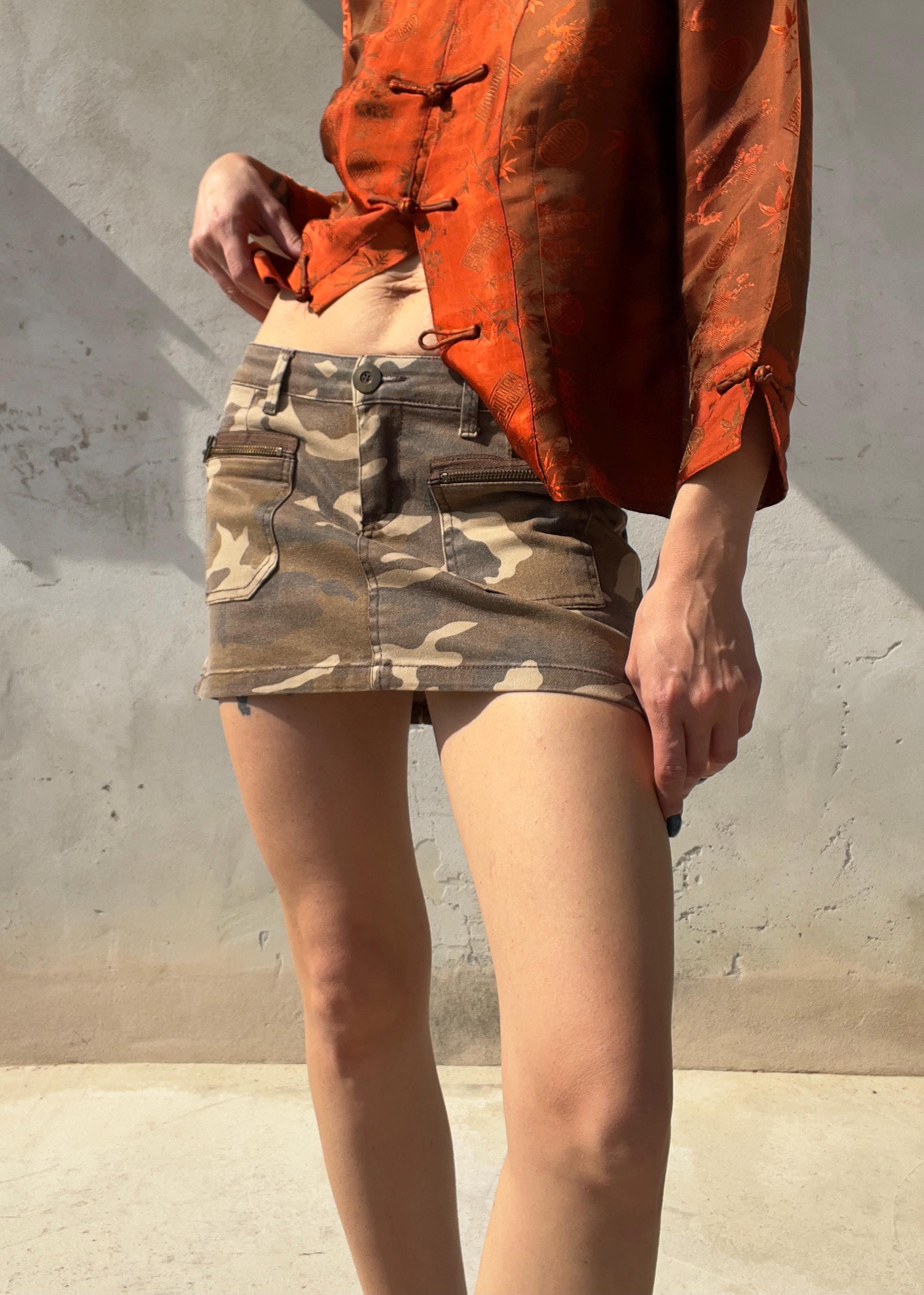 Minigonna Vintage Y2K Camouflage Low Rise