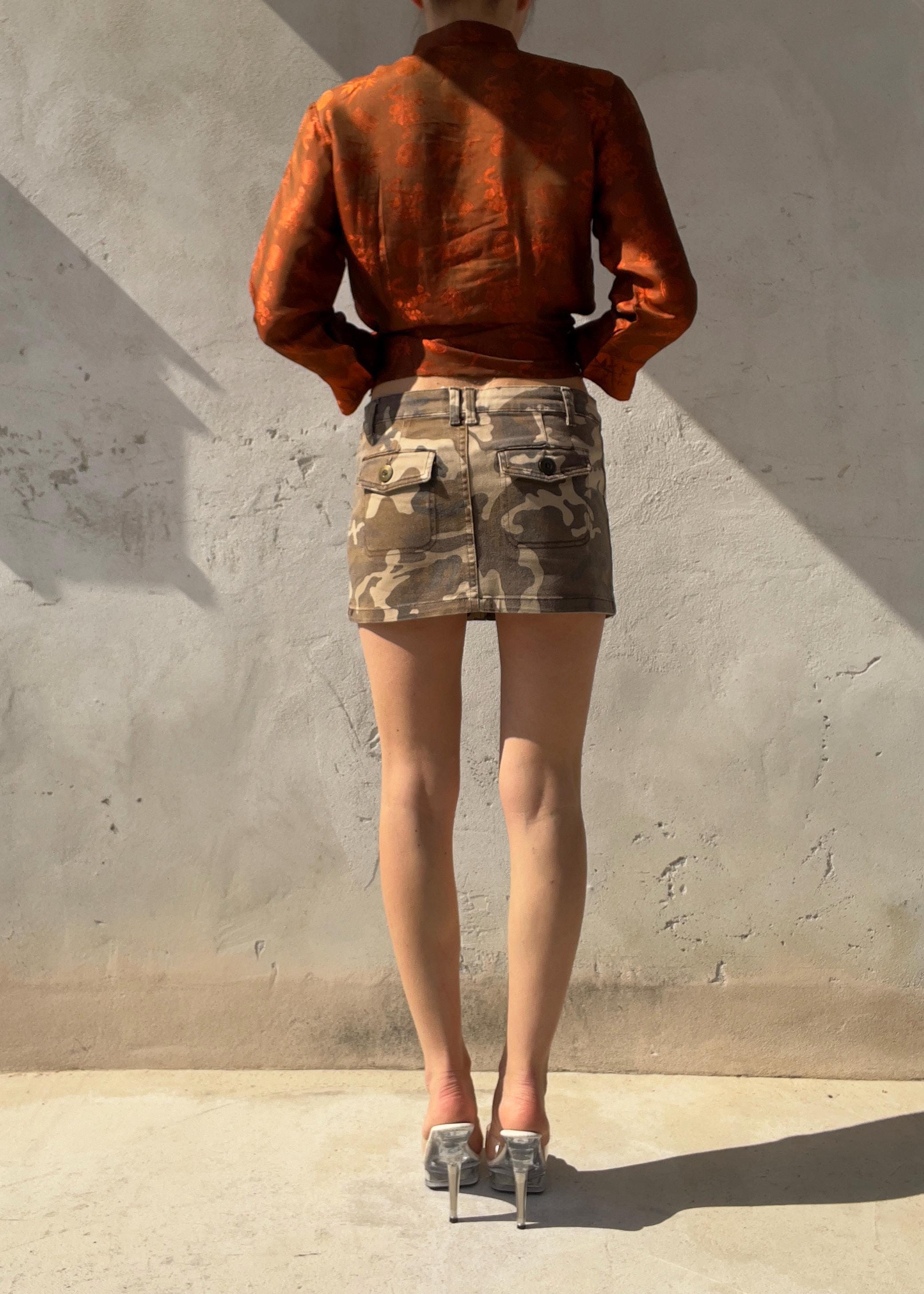 Minigonna Vintage Y2K Camouflage Low Rise