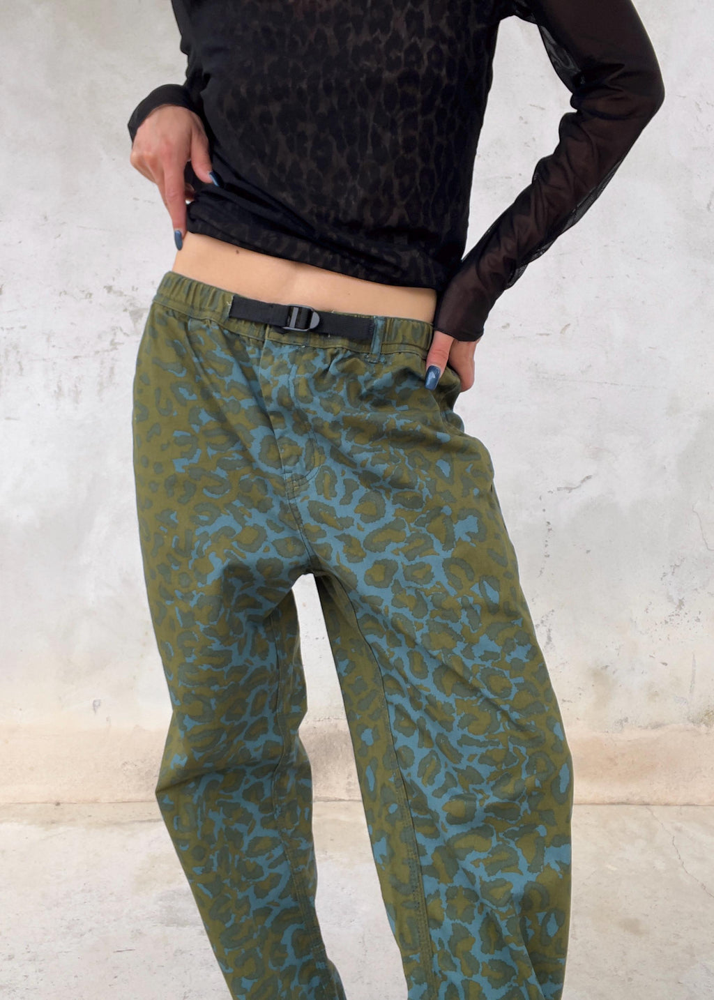 Pantaloni Vintage Y2K Leopardati Verdi