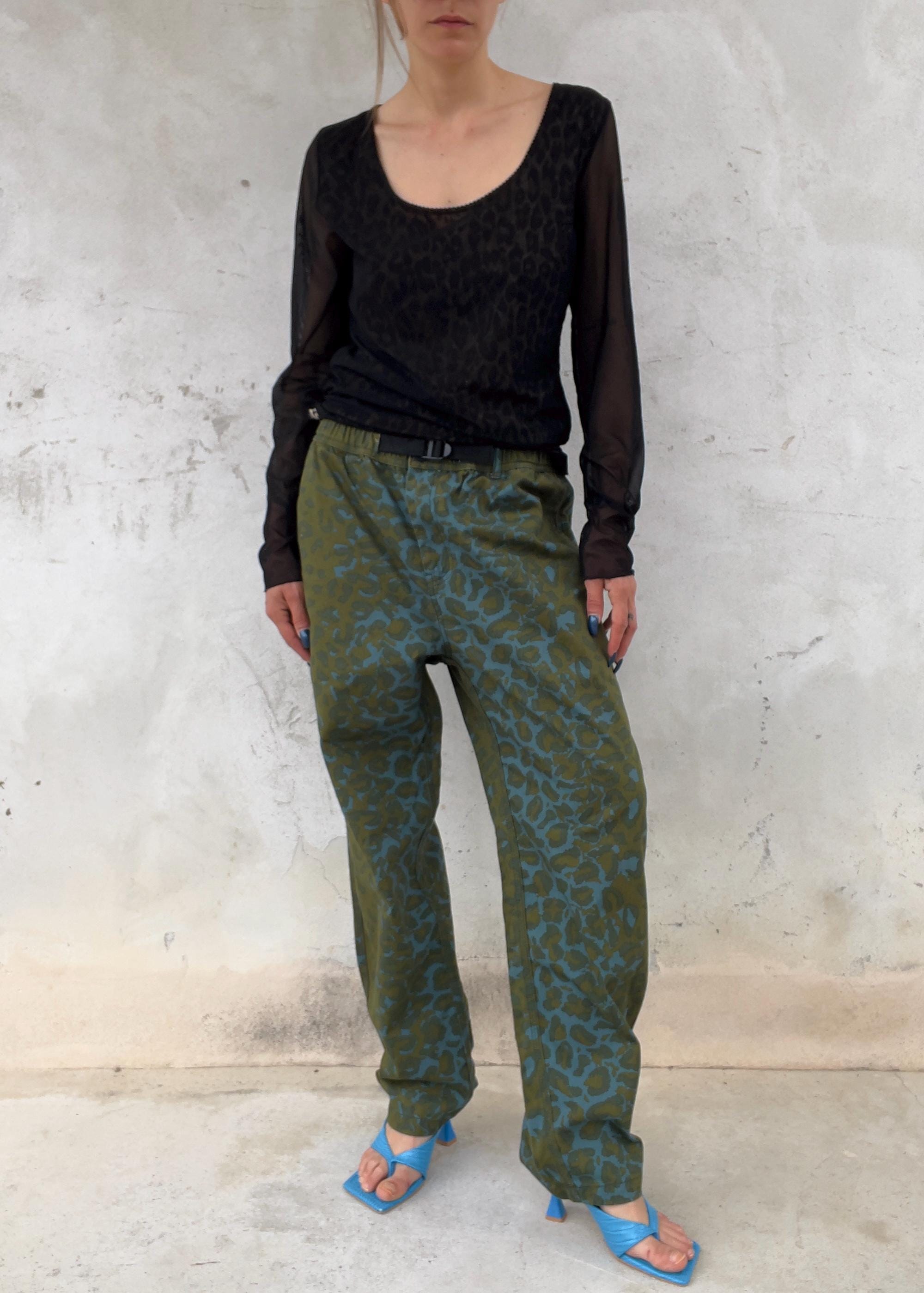 Pantaloni Vintage Y2K Leopardati Verdi