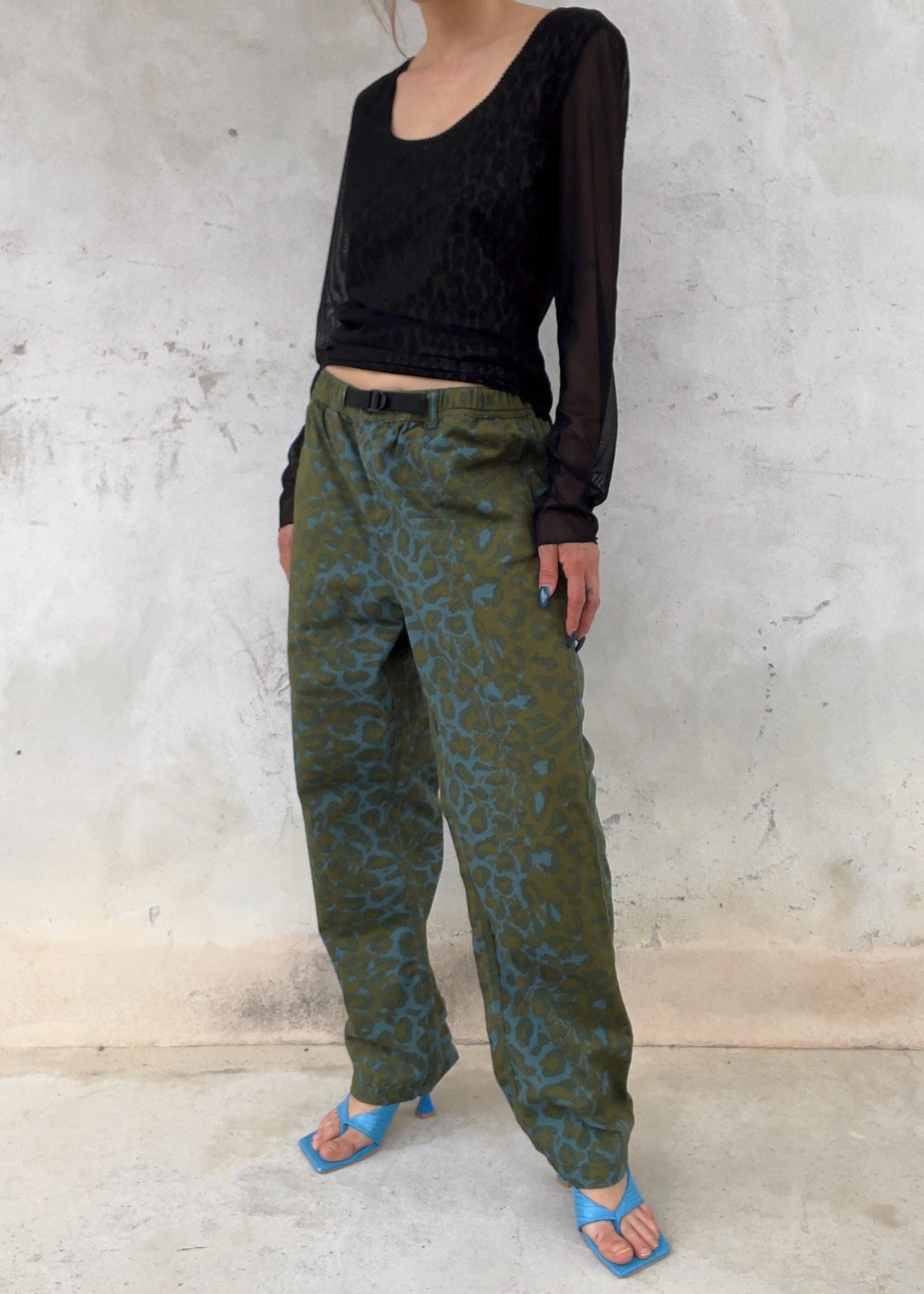 Pantaloni Vintage Y2K Leopardati Verdi