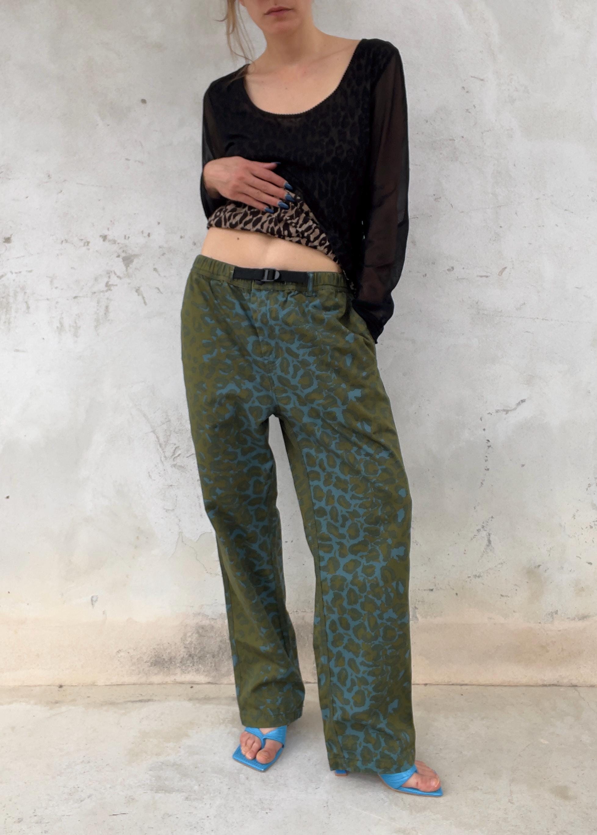 Pantaloni Vintage Y2K Leopardati Verdi