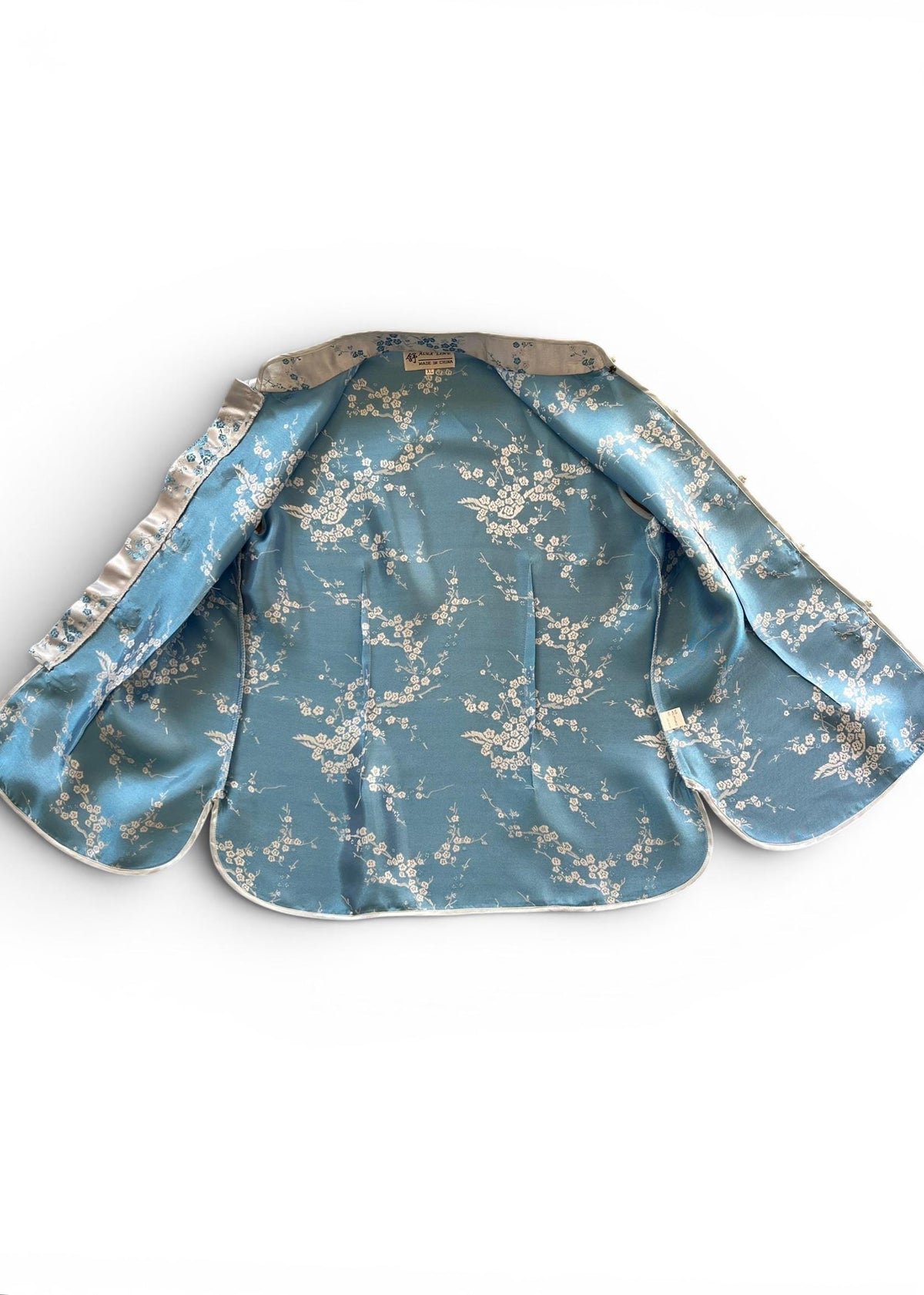 Top Cheongsam Vintage in Misto Seta Azzurro