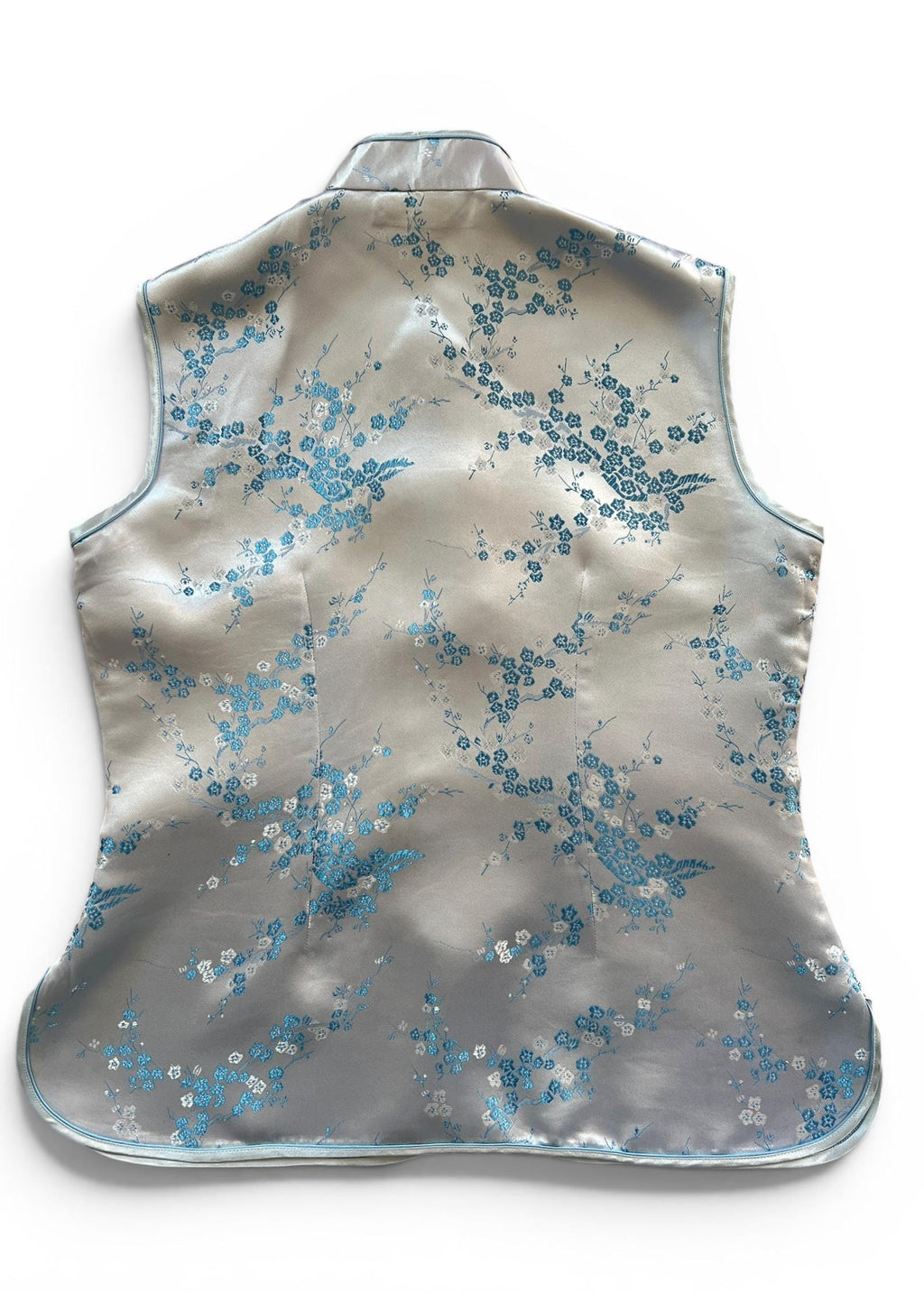 Top Cheongsam Vintage in Misto Seta Azzurro