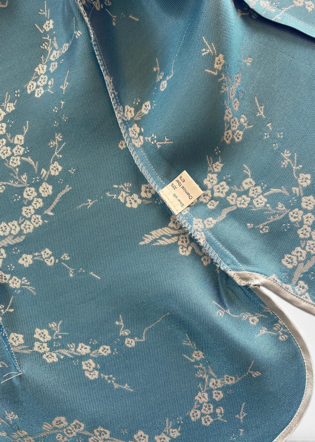 Top Cheongsam Vintage in Misto Seta Azzurro