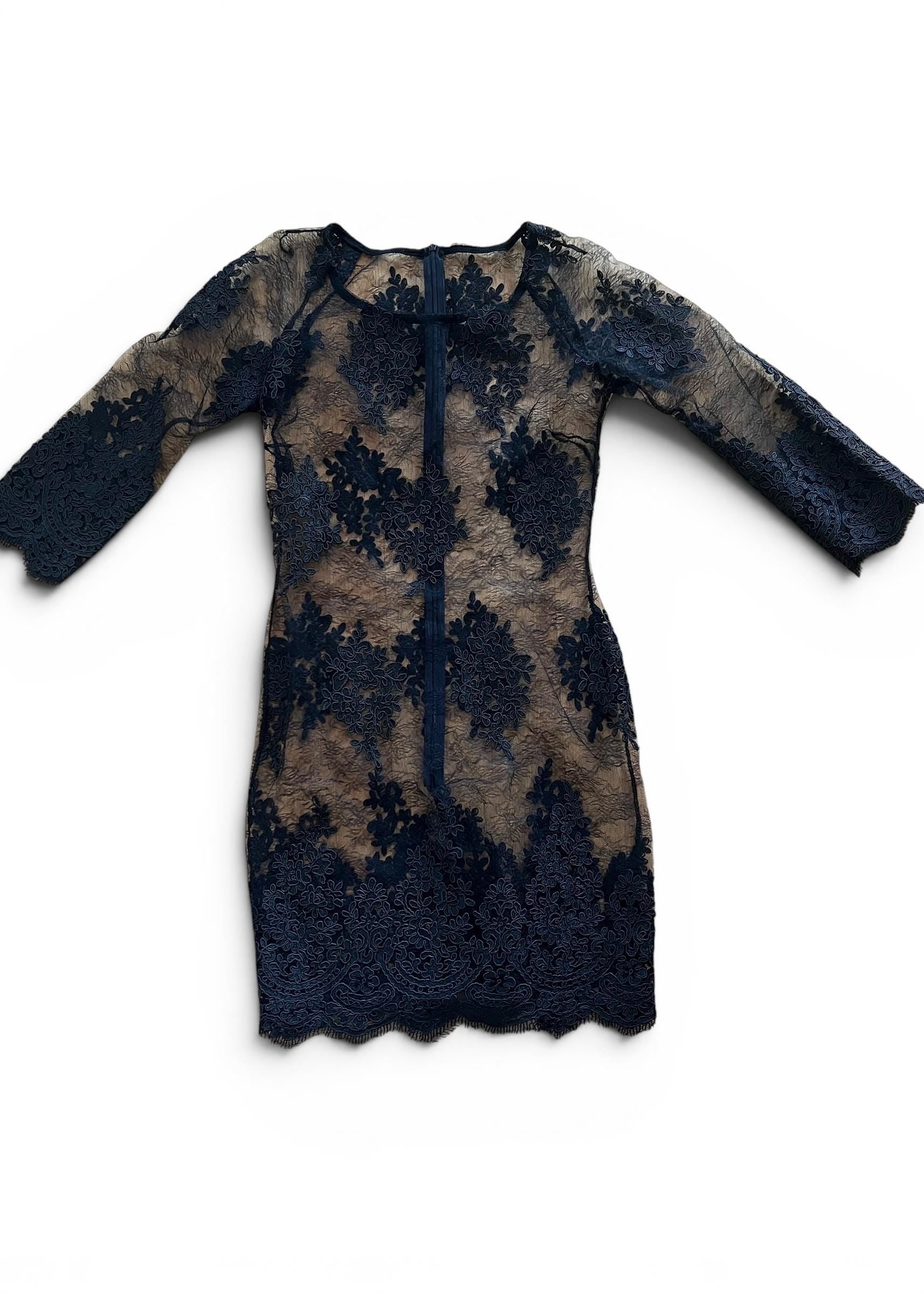 Abito Vintage in Pizzo Nero Trasparente