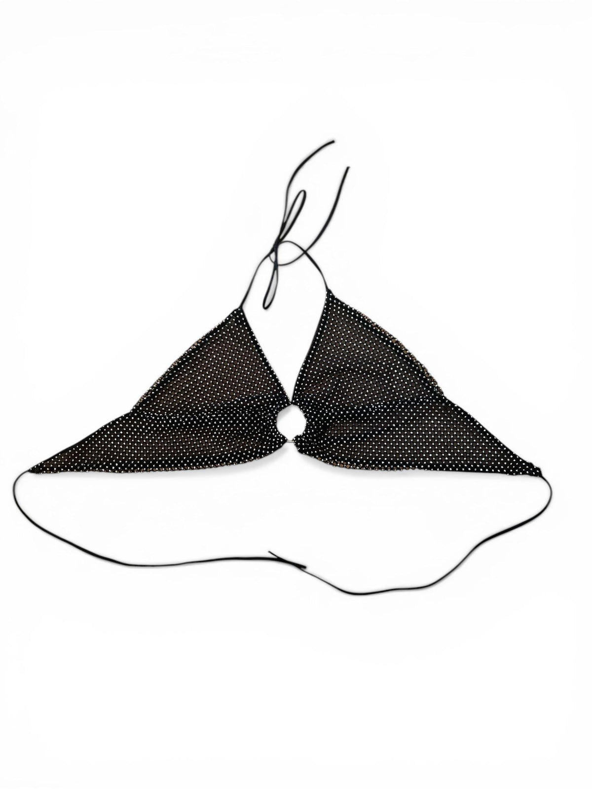 Top Vintage Y2K Crystal Mesh Nero