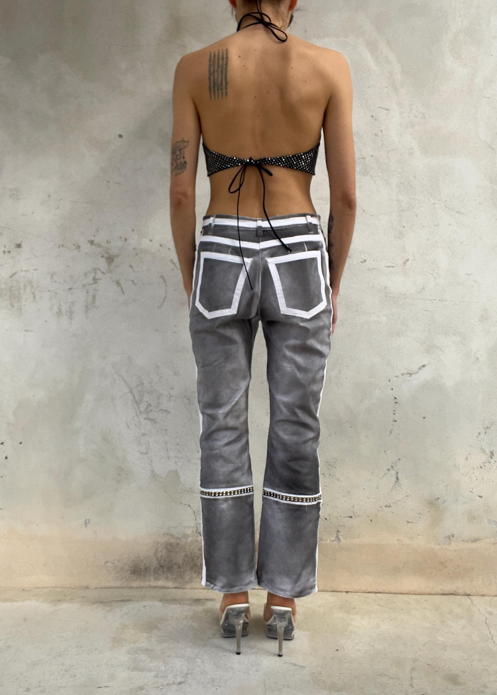 Top Vintage Y2K Crystal Mesh Nero