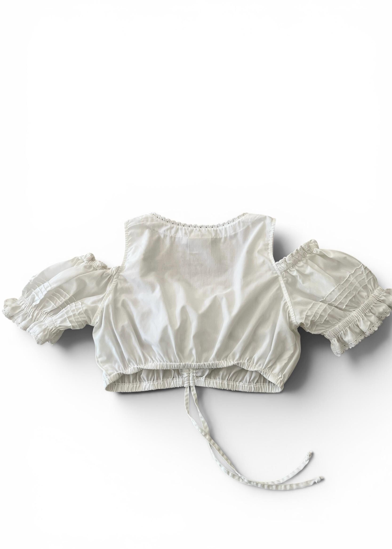 Top Crop Bianco Vintage con Maniche a Sbuffo