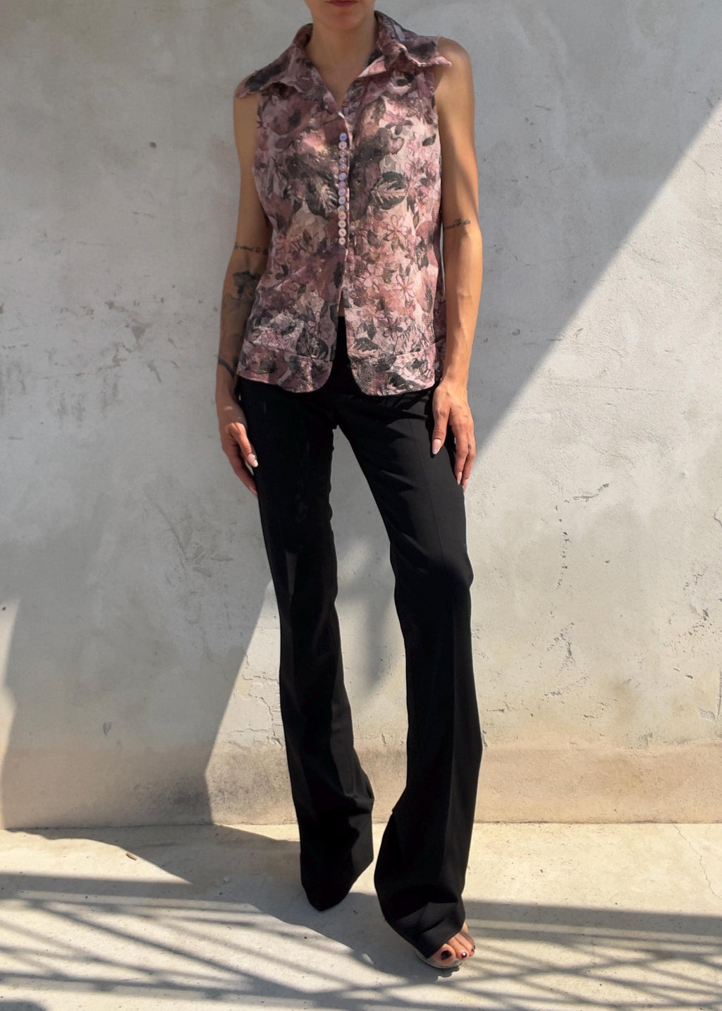 Top Vintage Y2K in Pizzo Floreale Rosa