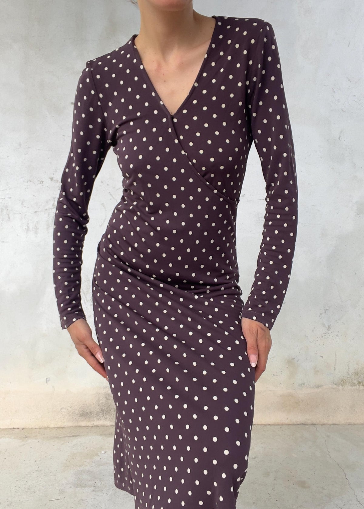 Abito Vintage Y2K a Pois Marrone