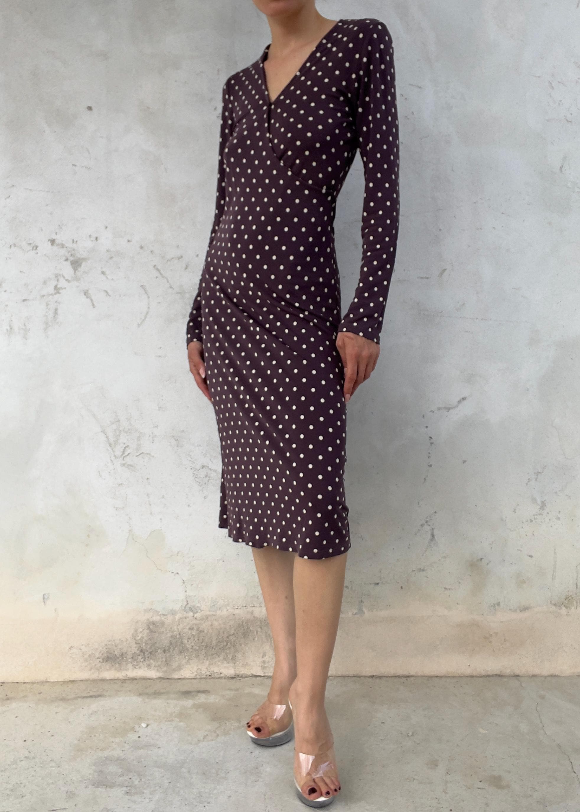 Abito Vintage Y2K a Pois Marrone
