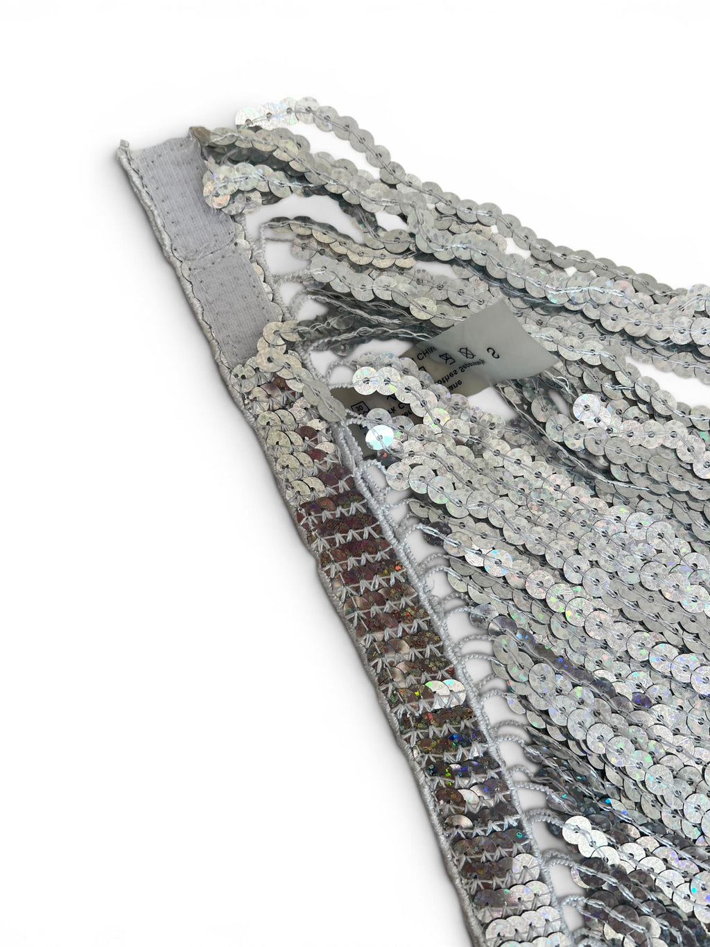 Cintura Vintage Y2K Argento con Paillettes e Frange