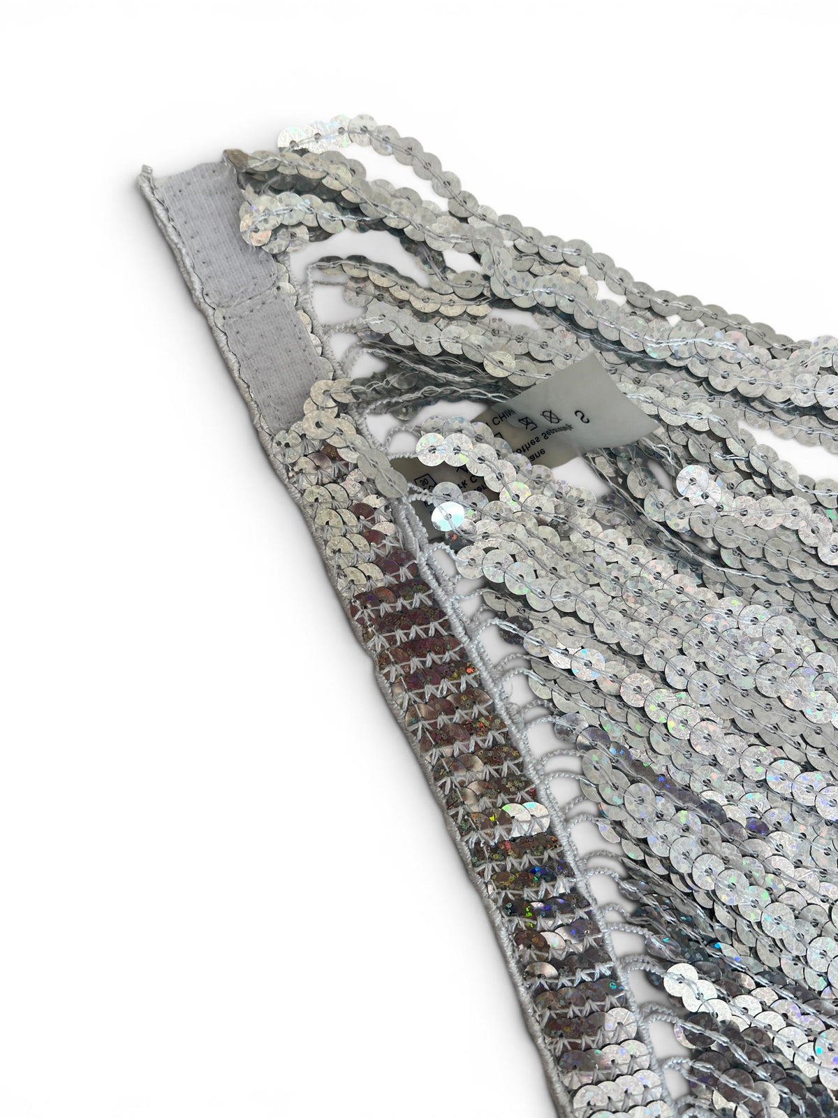 Cintura Vintage Y2K Argento con Paillettes e Frange