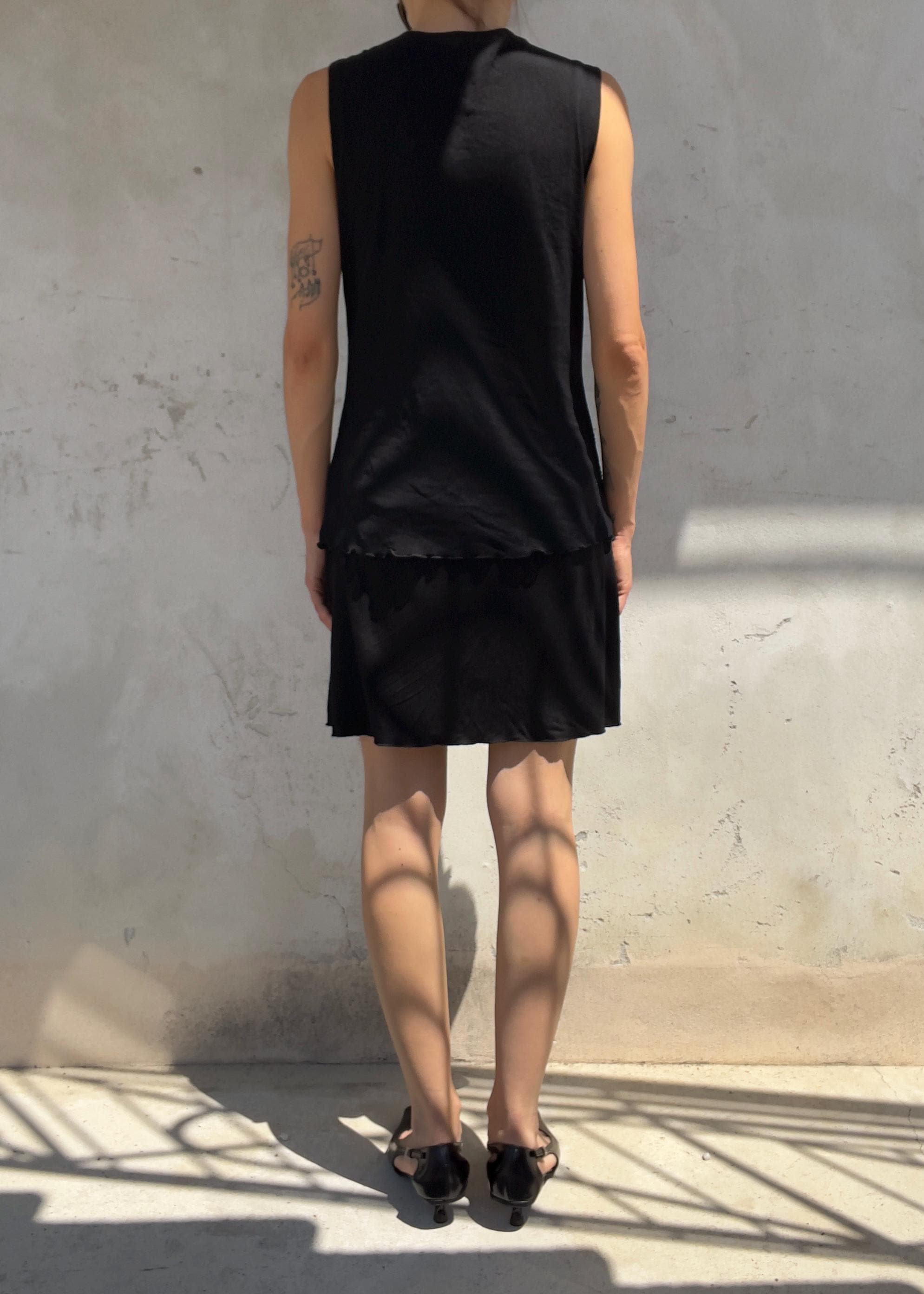 Top Vintage Y2K Nero in Mesh con Microperline