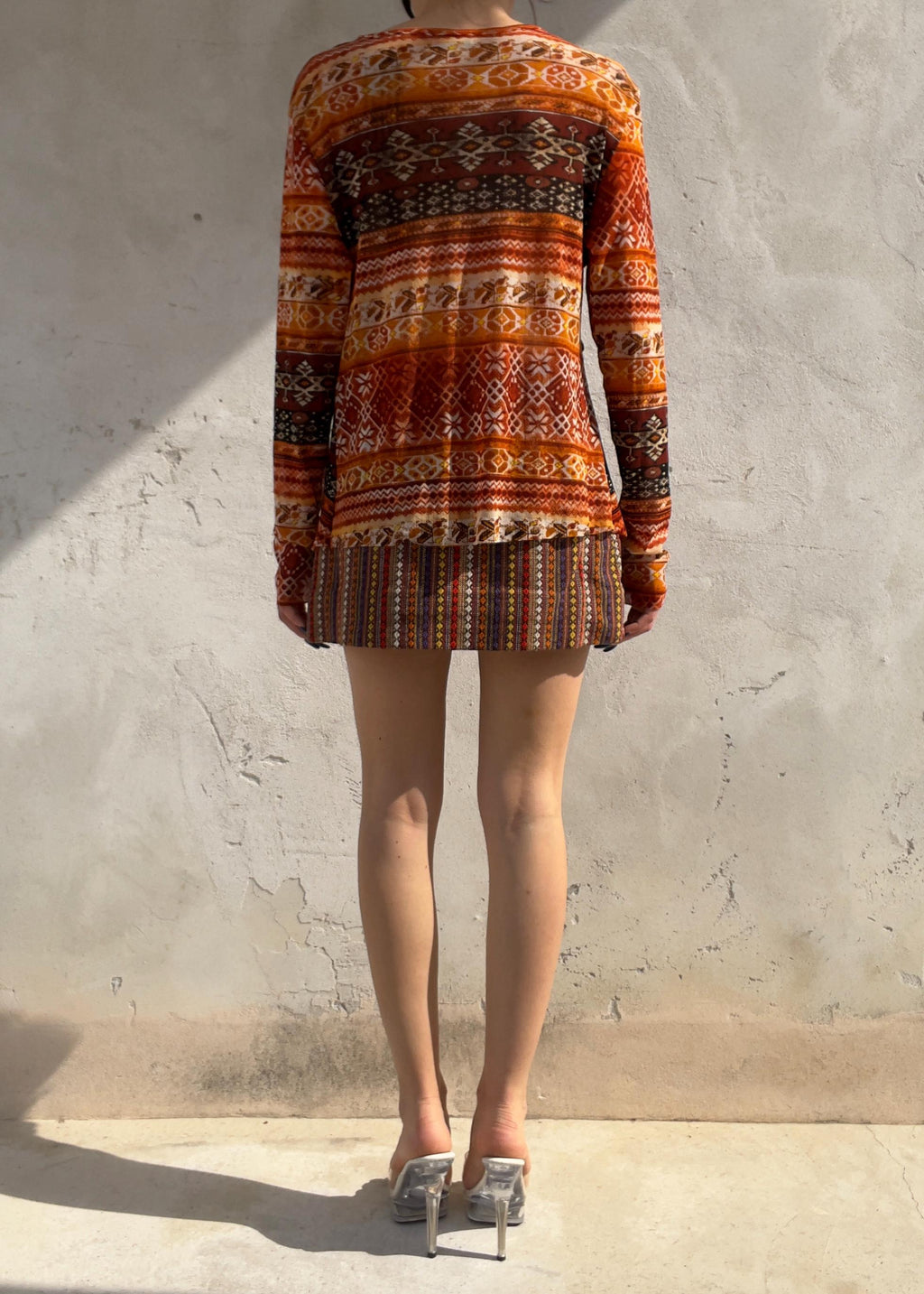 Top Vintage Y2K in Mesh con Velluto Marrone